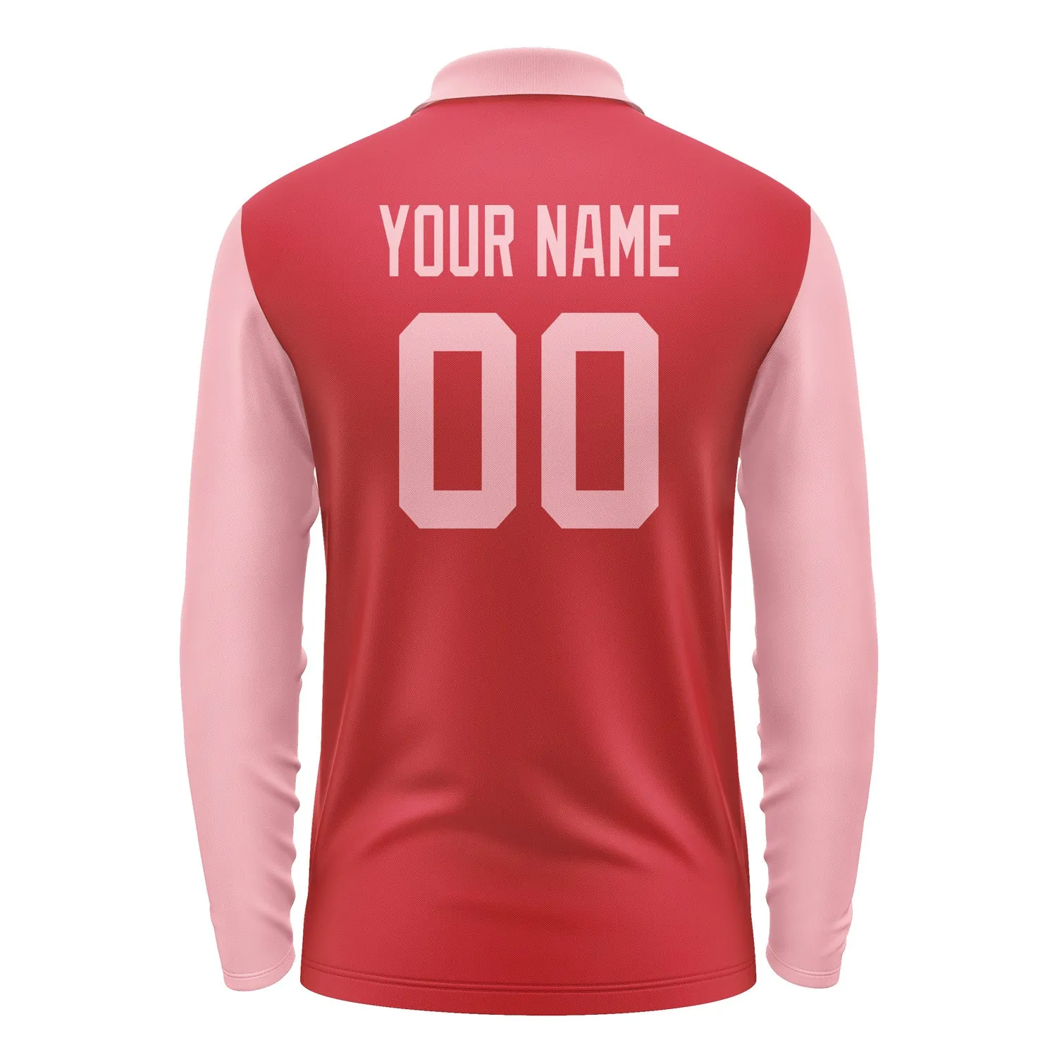 Custom Red Light Pink Long Sleeve Polo Shirt sold by Tailorly product image thumbnail 3