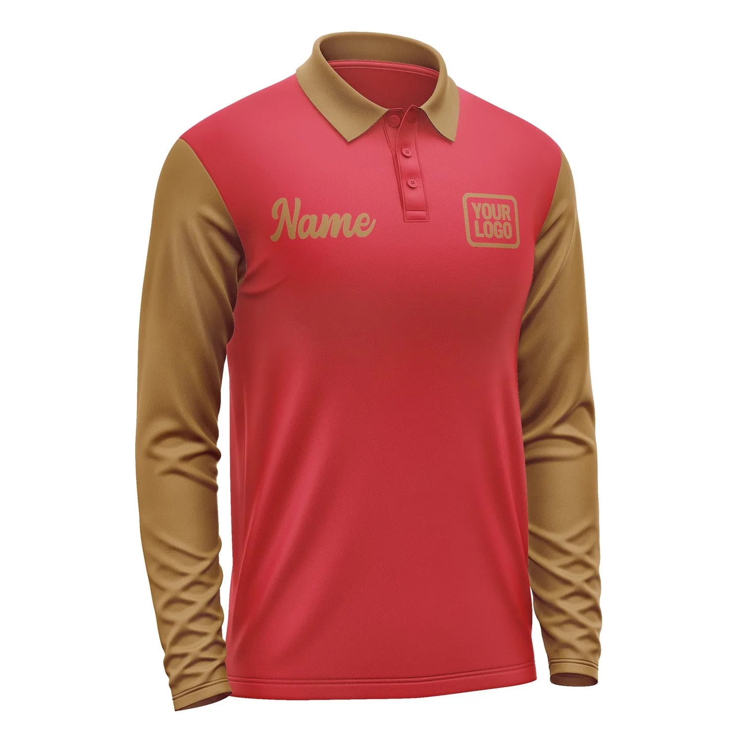 Custom Red Khaki Long Sleeve Polo Shirt sold by Tailorly product image thumbnail 4
