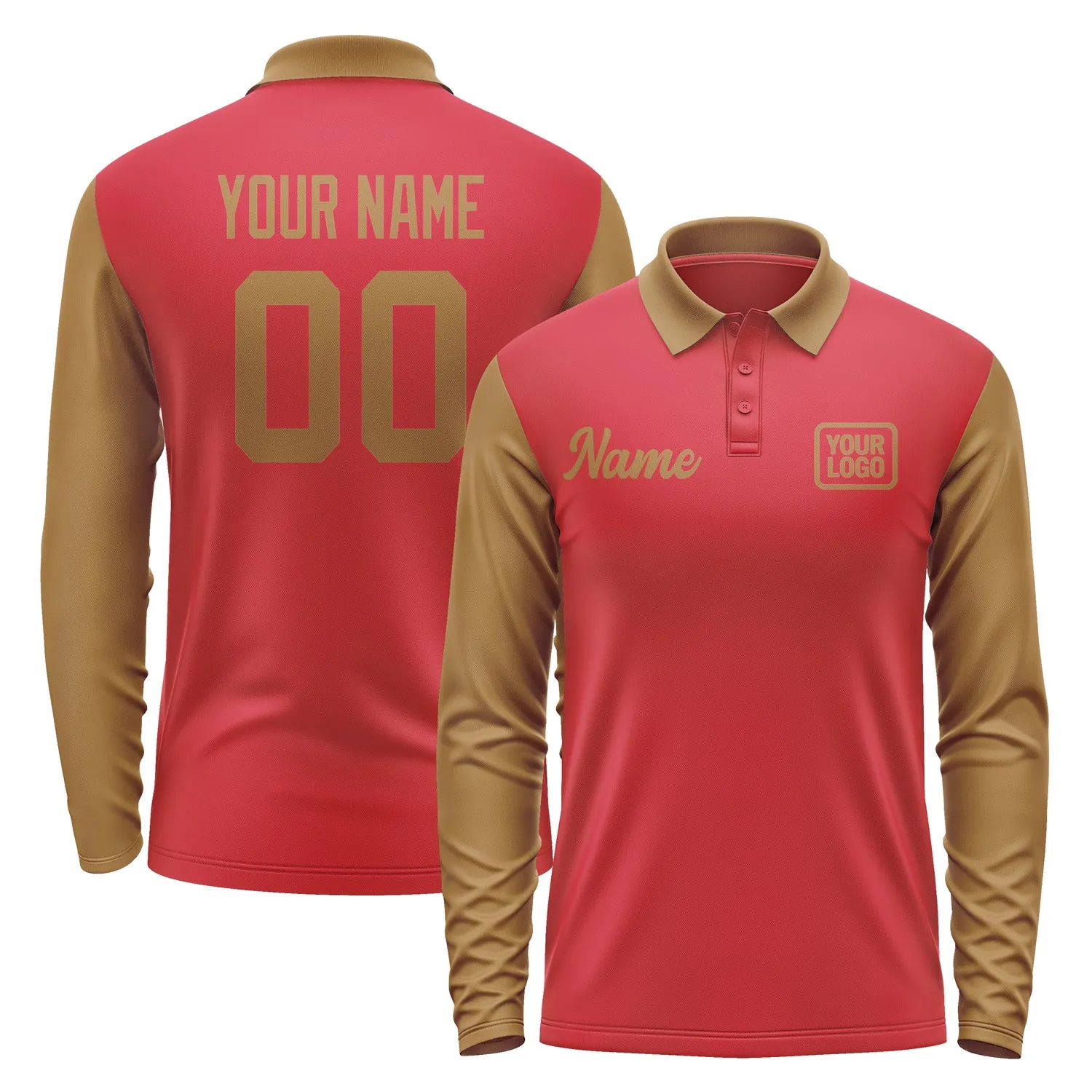 Custom Red Khaki Long Sleeve Polo Shirt sold by Tailorly