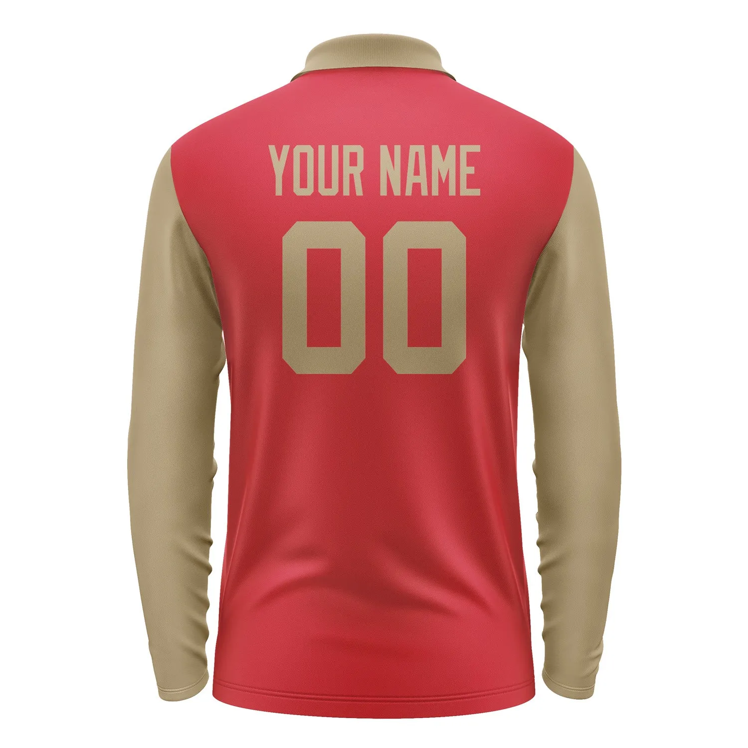 Custom Red Light Khaki Long Sleeve Polo Shirt sold by Tailorly product image thumbnail 3
