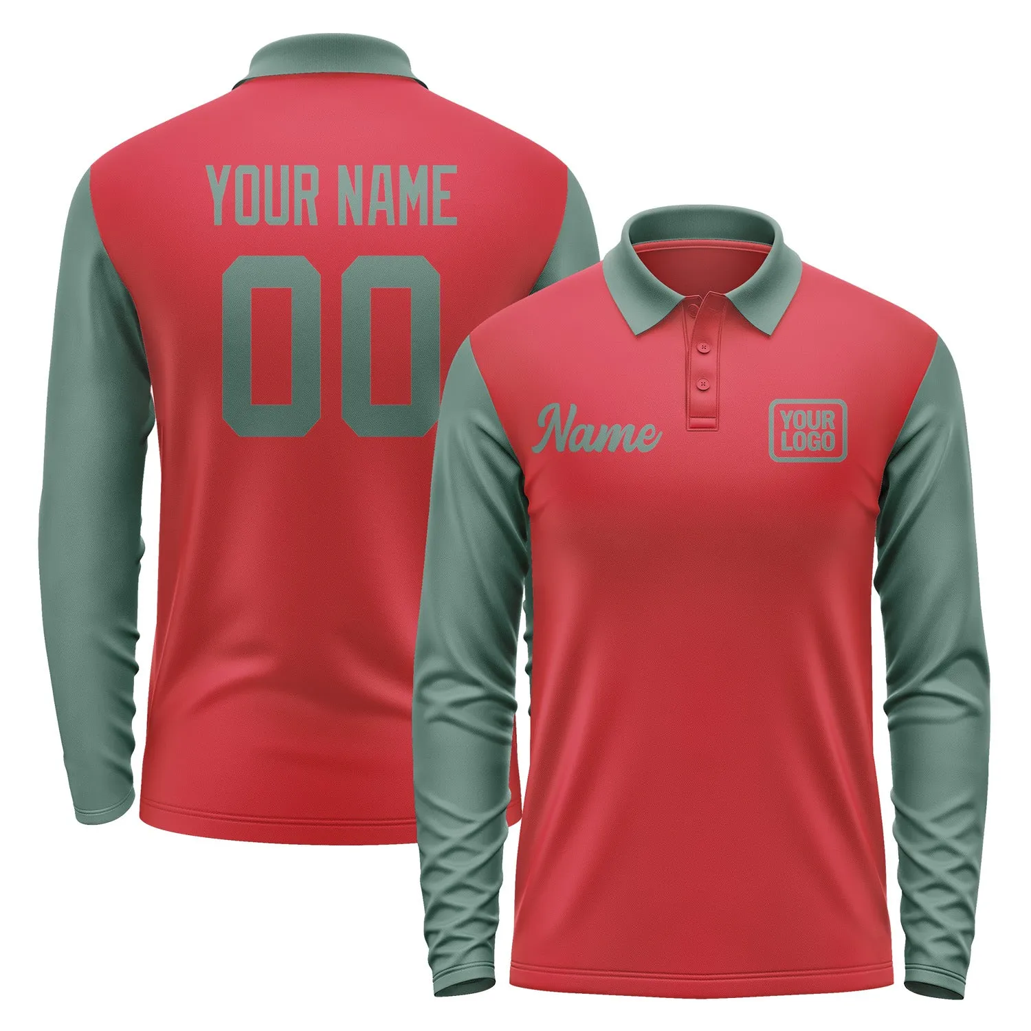 Custom Red Blue Green Long Sleeve Polo Shirt sold by Tailorly