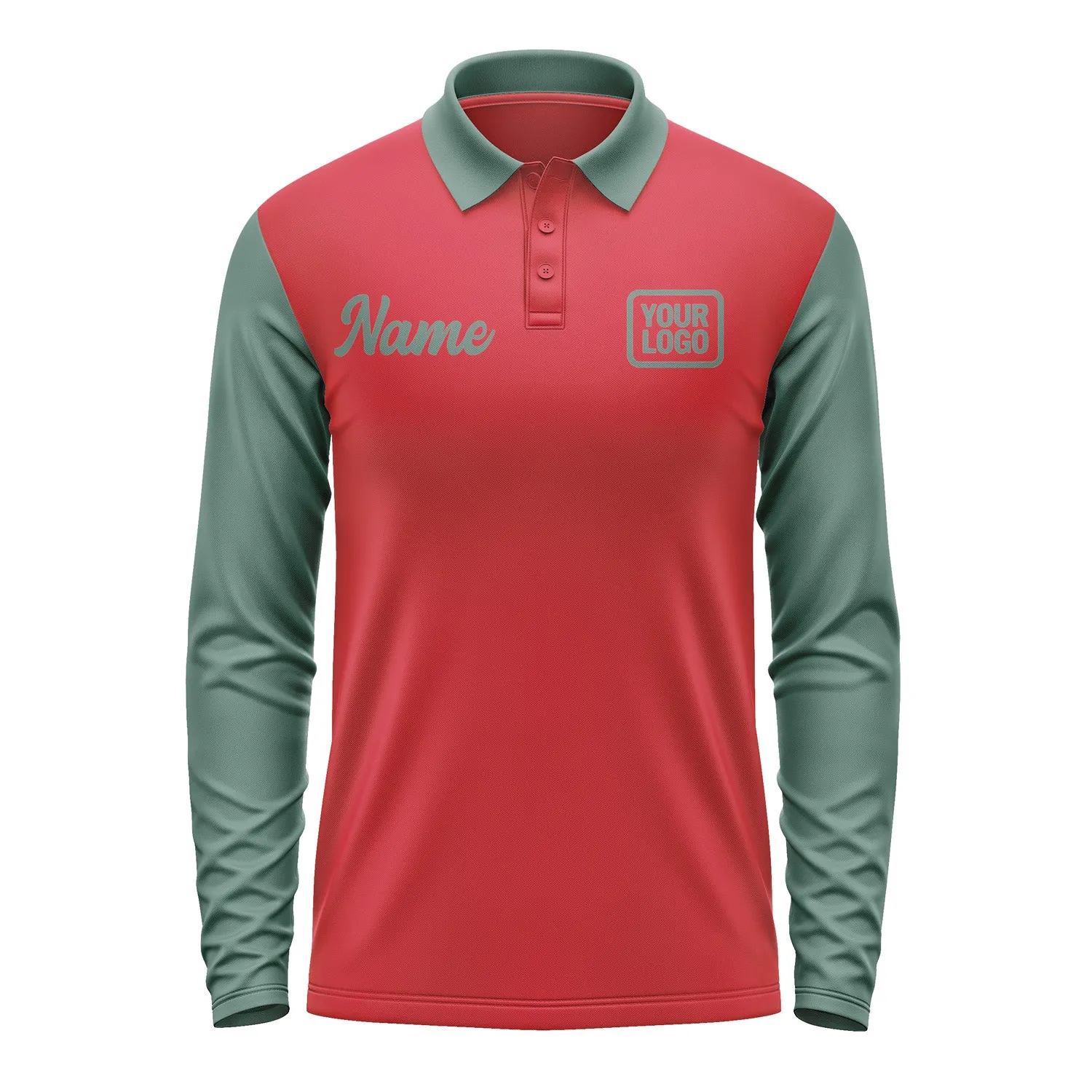 Custom Red Blue Green Long Sleeve Polo Shirt sold by Tailorly product image thumbnail 2