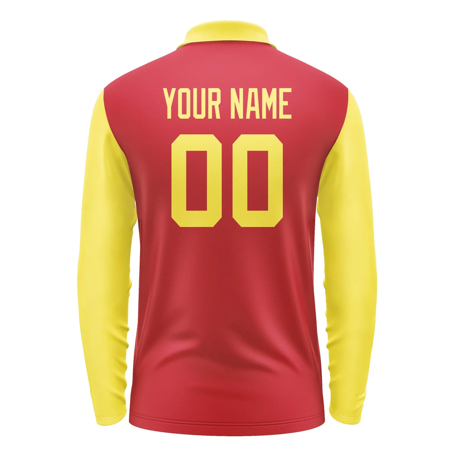 Custom Red Light Yellow Long Sleeve Polo Shirt sold by Tailorly product image thumbnail 3