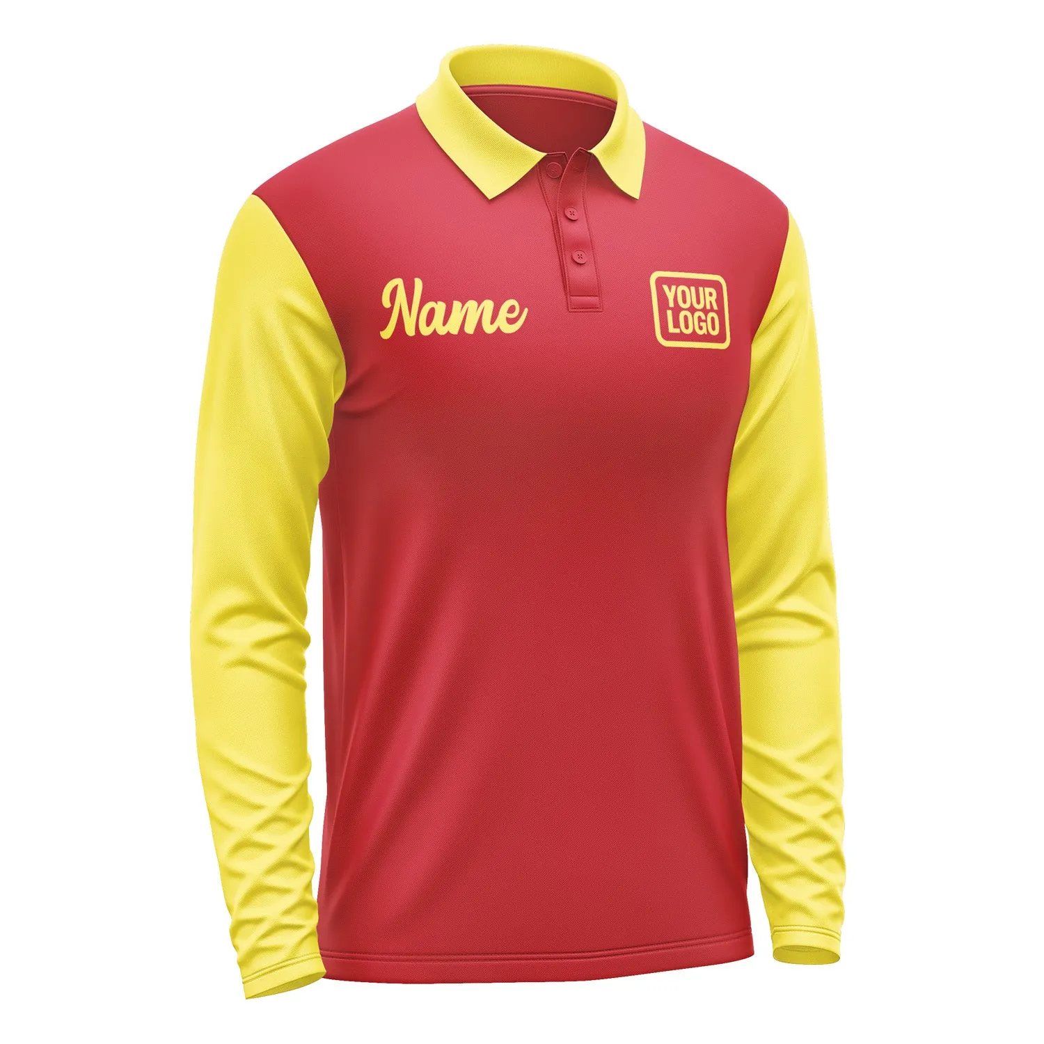 Custom Red Light Yellow Long Sleeve Polo Shirt sold by Tailorly product image thumbnail 4