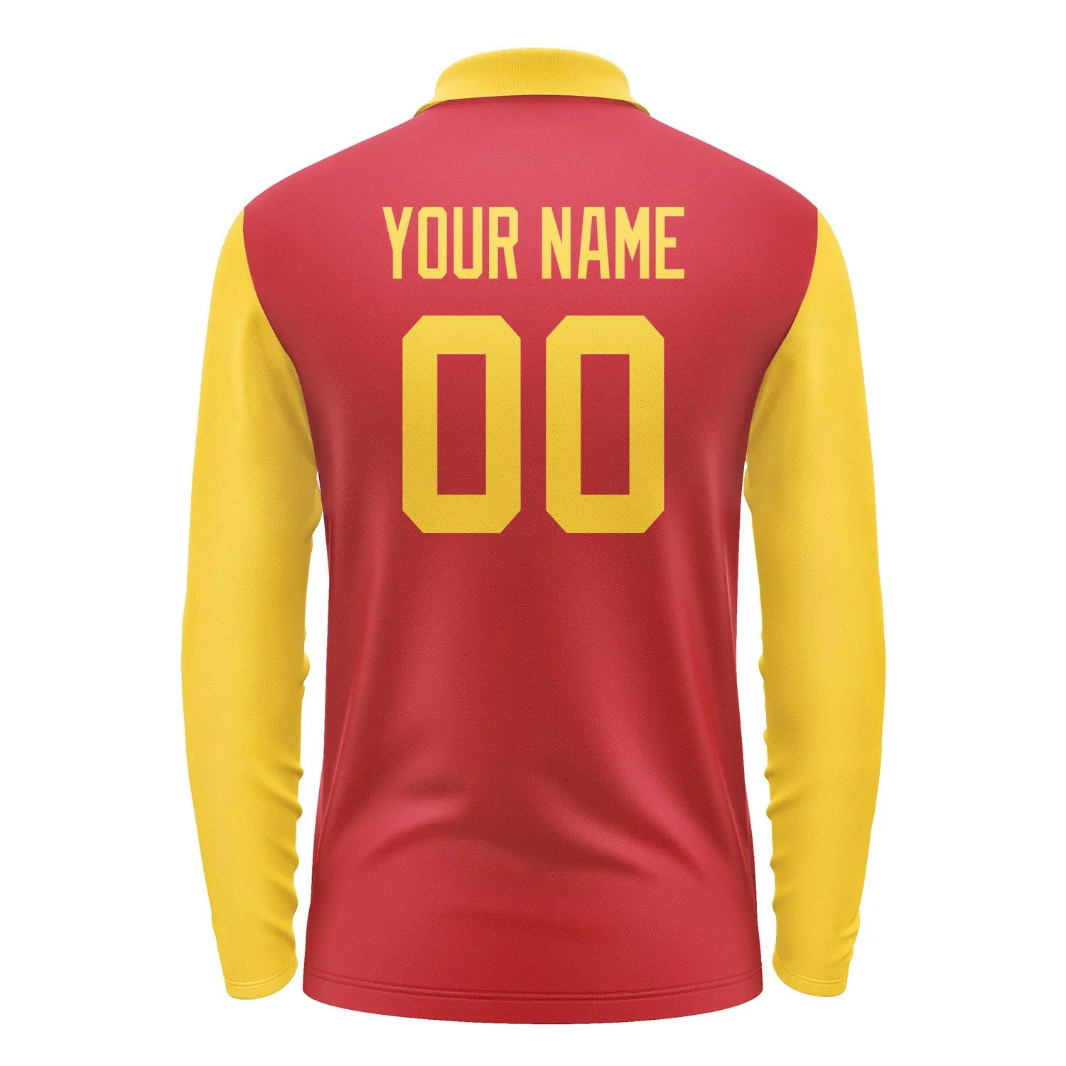 Custom Red Gold Long Sleeve Polo Shirt sold by Tailorly product image thumbnail 3