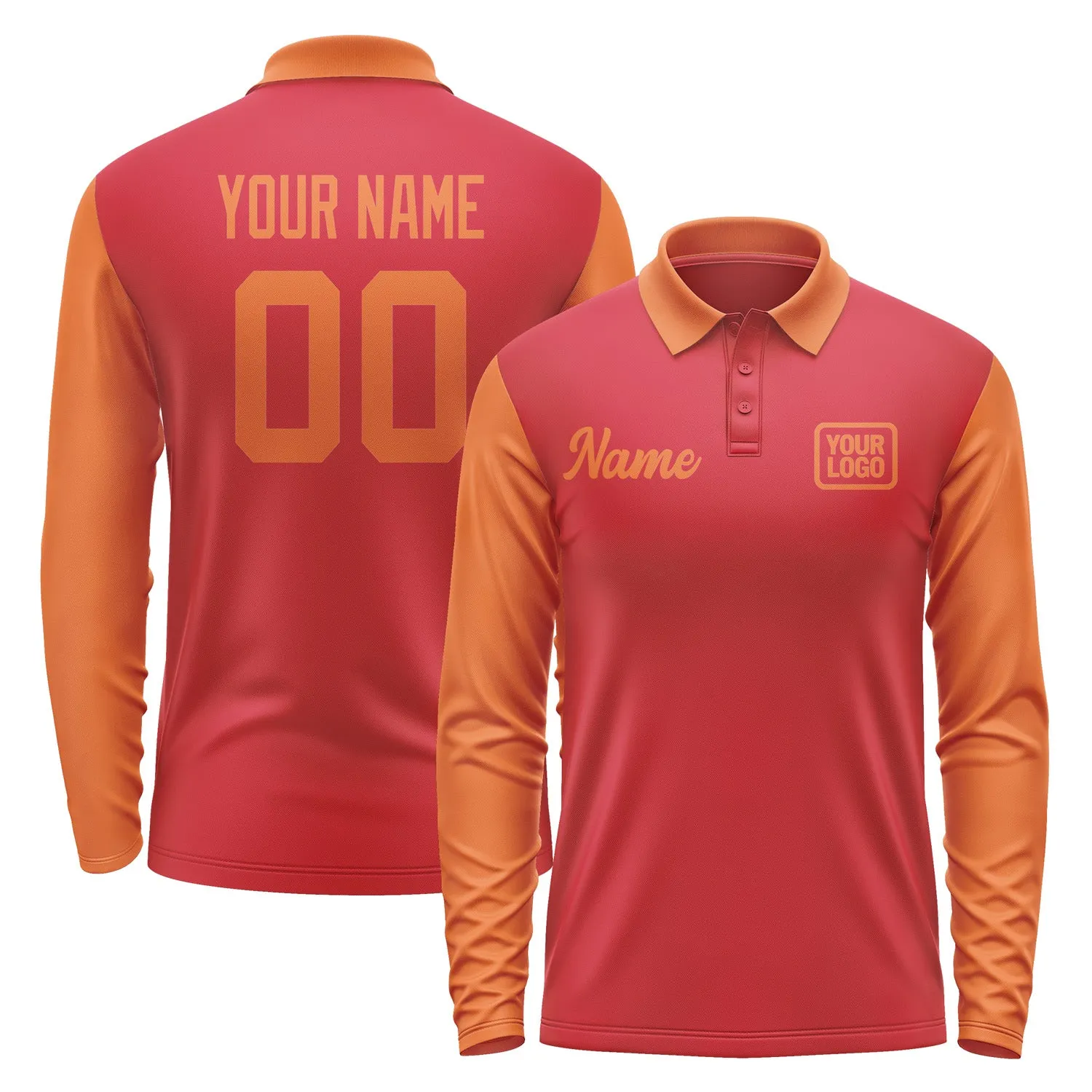 Custom Red Orange Long Sleeve Polo Shirt sold by Tailorly
