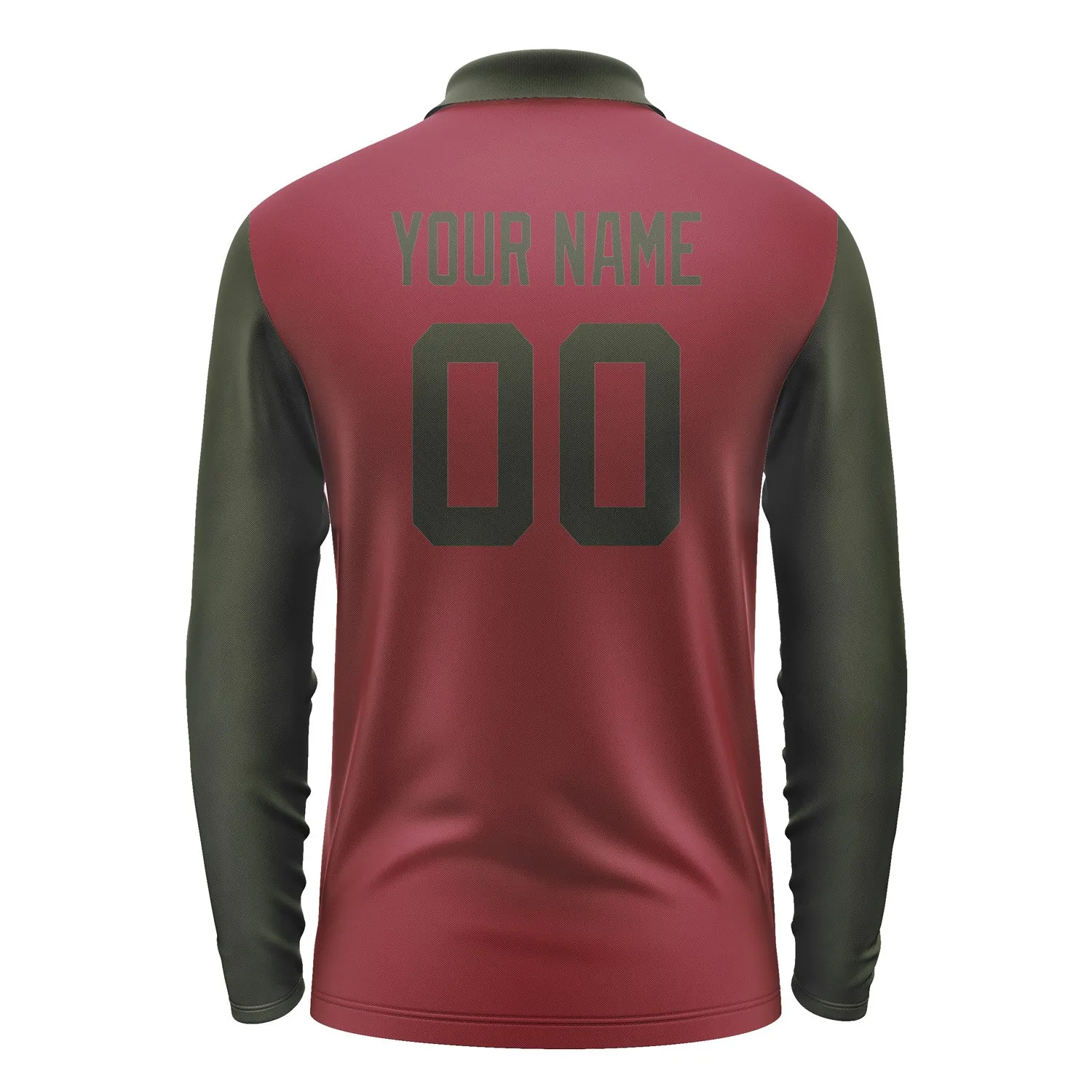 Custom Crimson Red Olive Long Sleeve Polo Shirt sold by Tailorly product image thumbnail 3