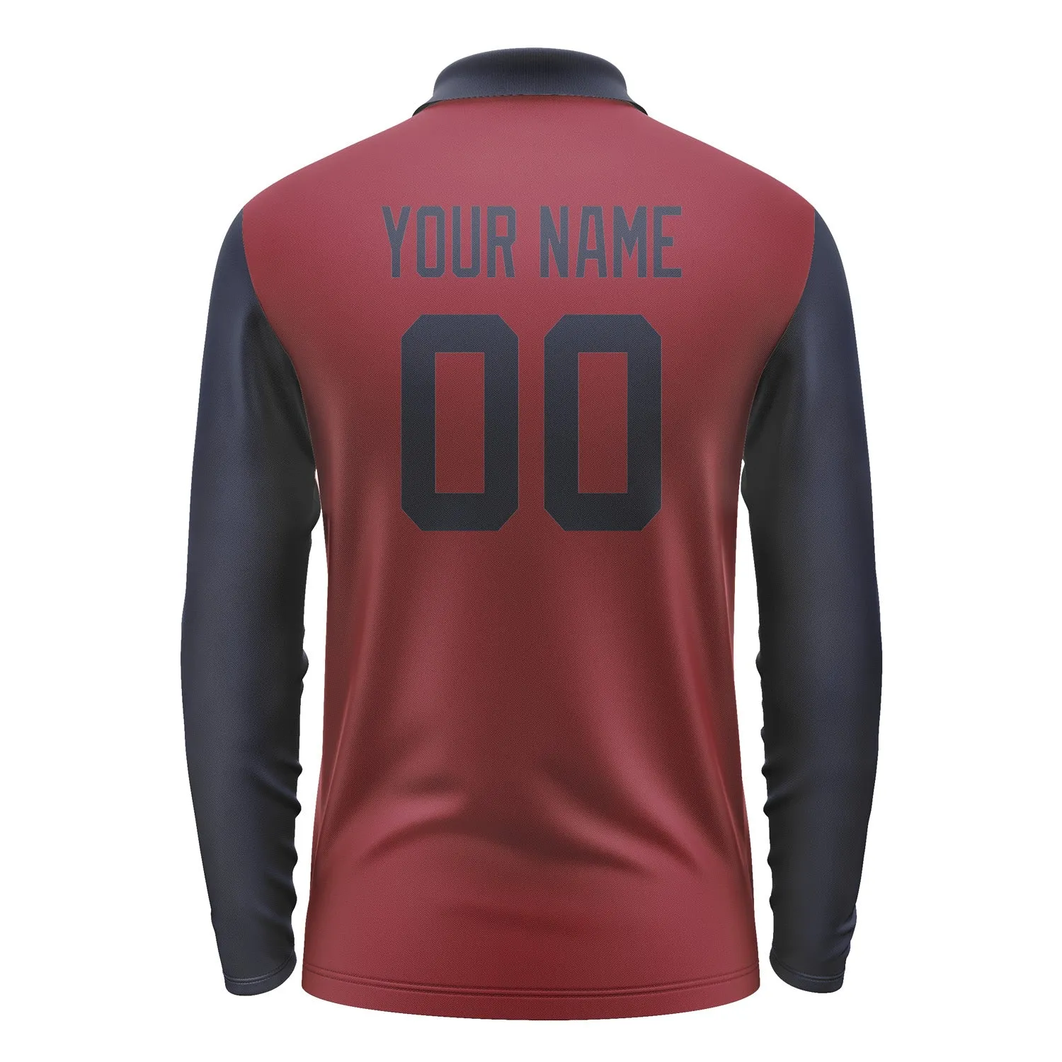 Custom Crimson Red Navy Long Sleeve Polo Shirt sold by Tailorly product image thumbnail 3