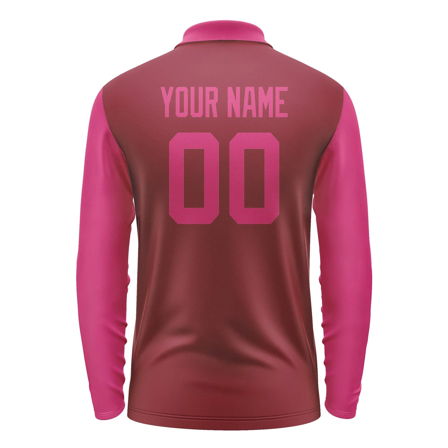 Custom Crimson Red Pink Long Sleeve Polo Shirt sold by Tailorly product image thumbnail 3