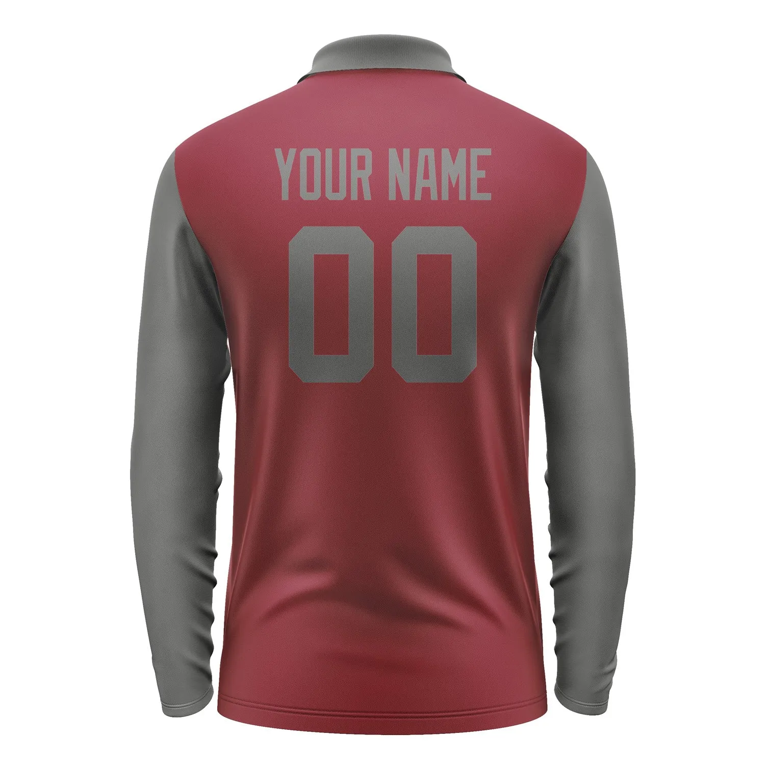 Custom Crimson Red Dark Grey Long Sleeve Polo Shirt sold by Tailorly product image thumbnail 3