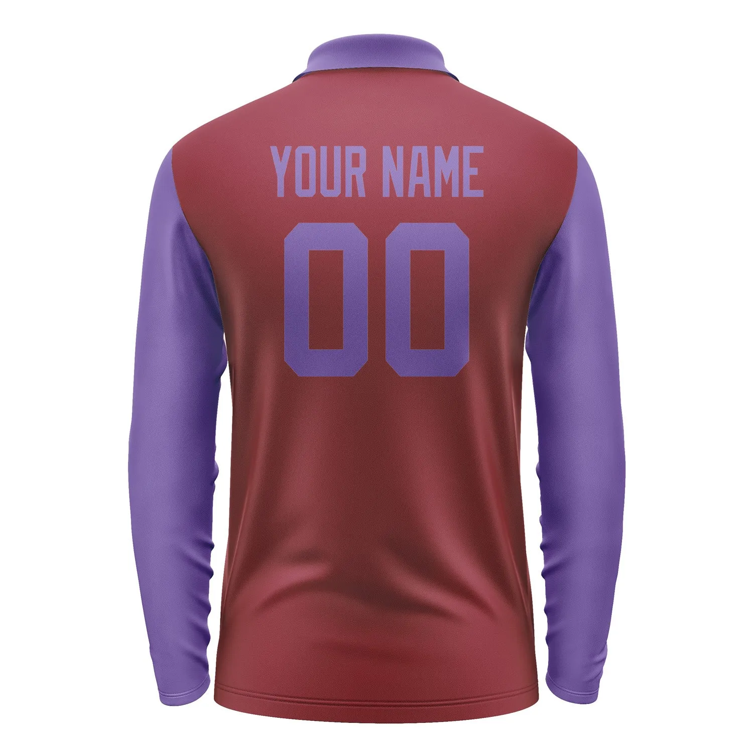 Custom Crimson Red Light Purple Long Sleeve Polo Shirt sold by Tailorly product image thumbnail 3