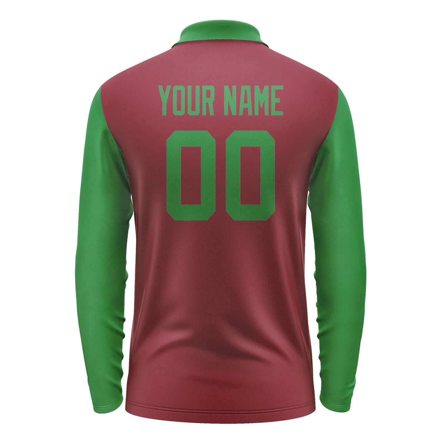 Custom Crimson Red Emerald Green Long Sleeve Polo Shirt sold by Tailorly product image thumbnail 3