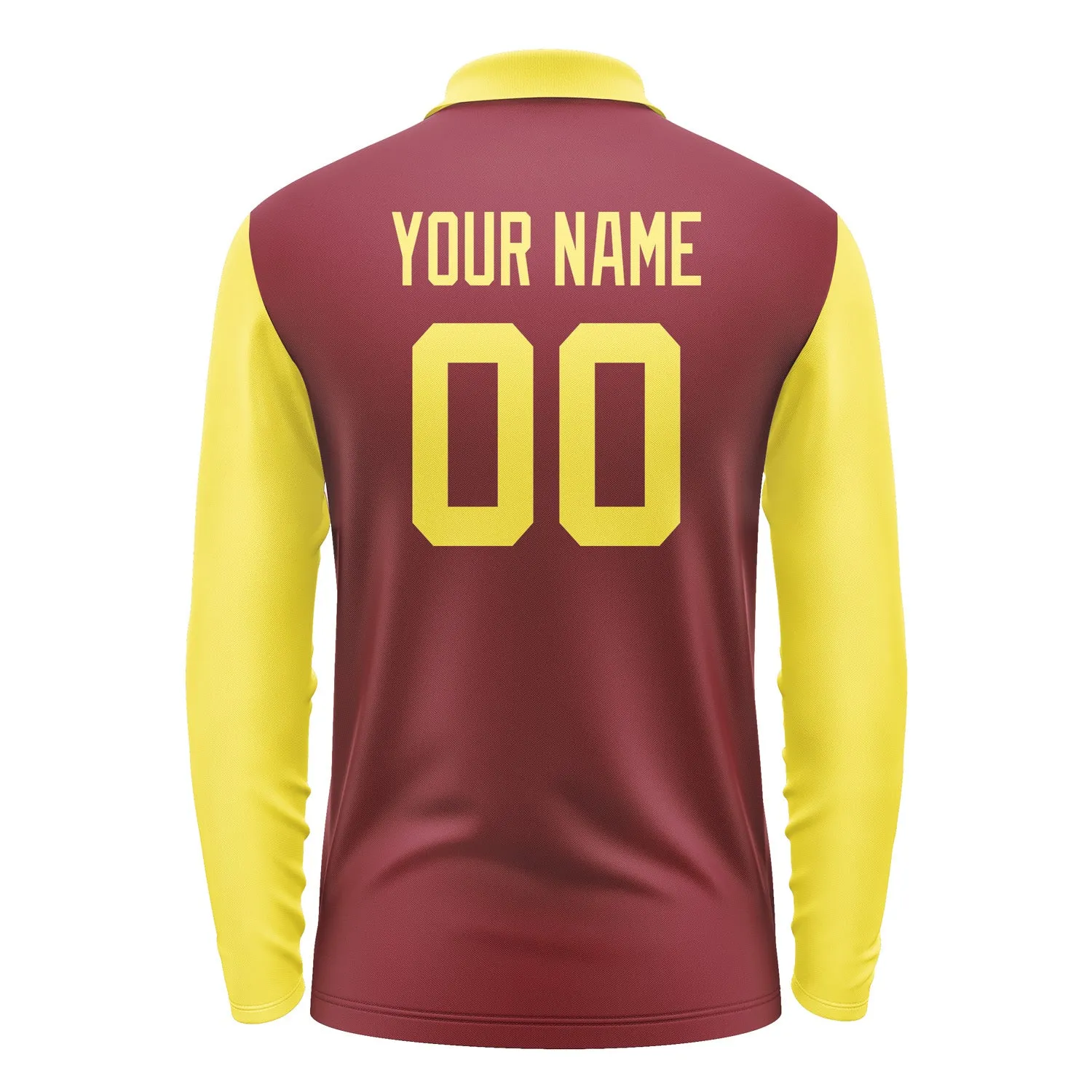 Custom Crimson Red Light Yellow Long Sleeve Polo Shirt sold by Tailorly product image thumbnail 3