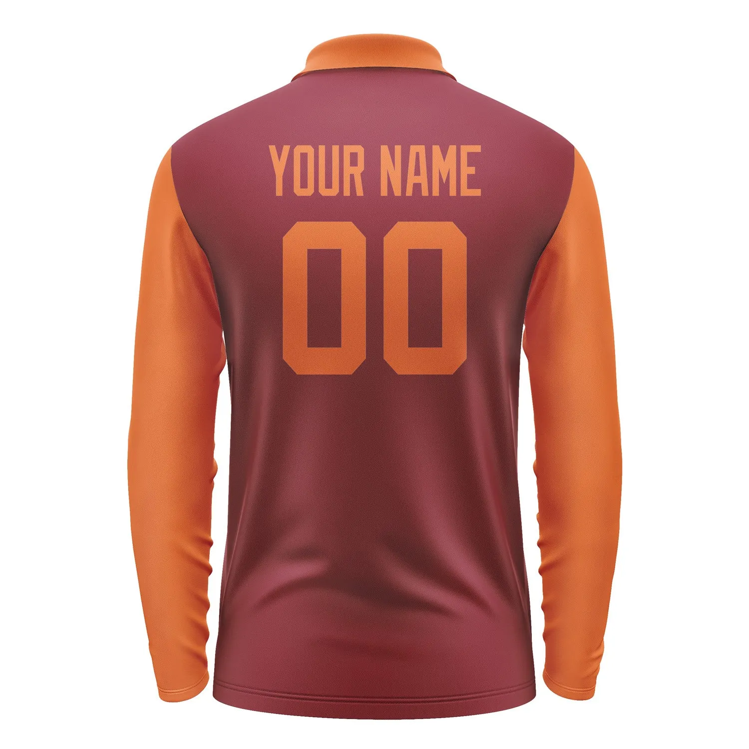 Custom Crimson Red Orange Long Sleeve Polo Shirt sold by Tailorly product image thumbnail 3