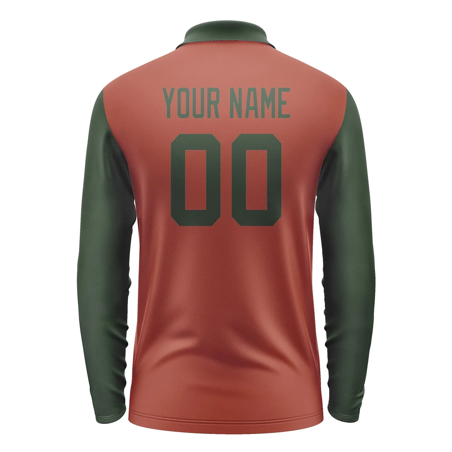 Custom Coral Red Dark Green Long Sleeve Polo Shirt sold by Tailorly product image thumbnail 3