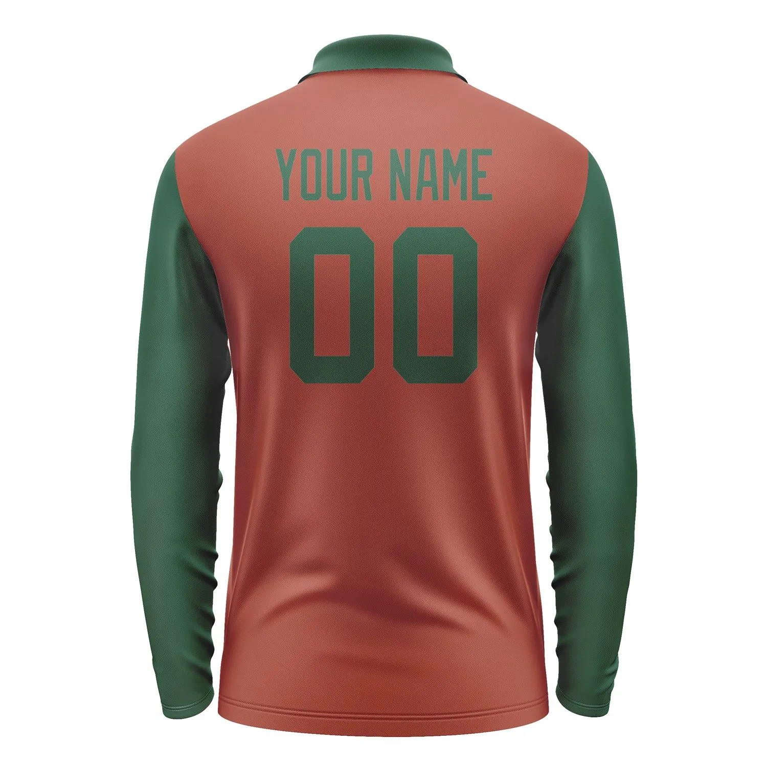 Custom Coral Red Green Long Sleeve Polo Shirt sold by Tailorly product image thumbnail 3