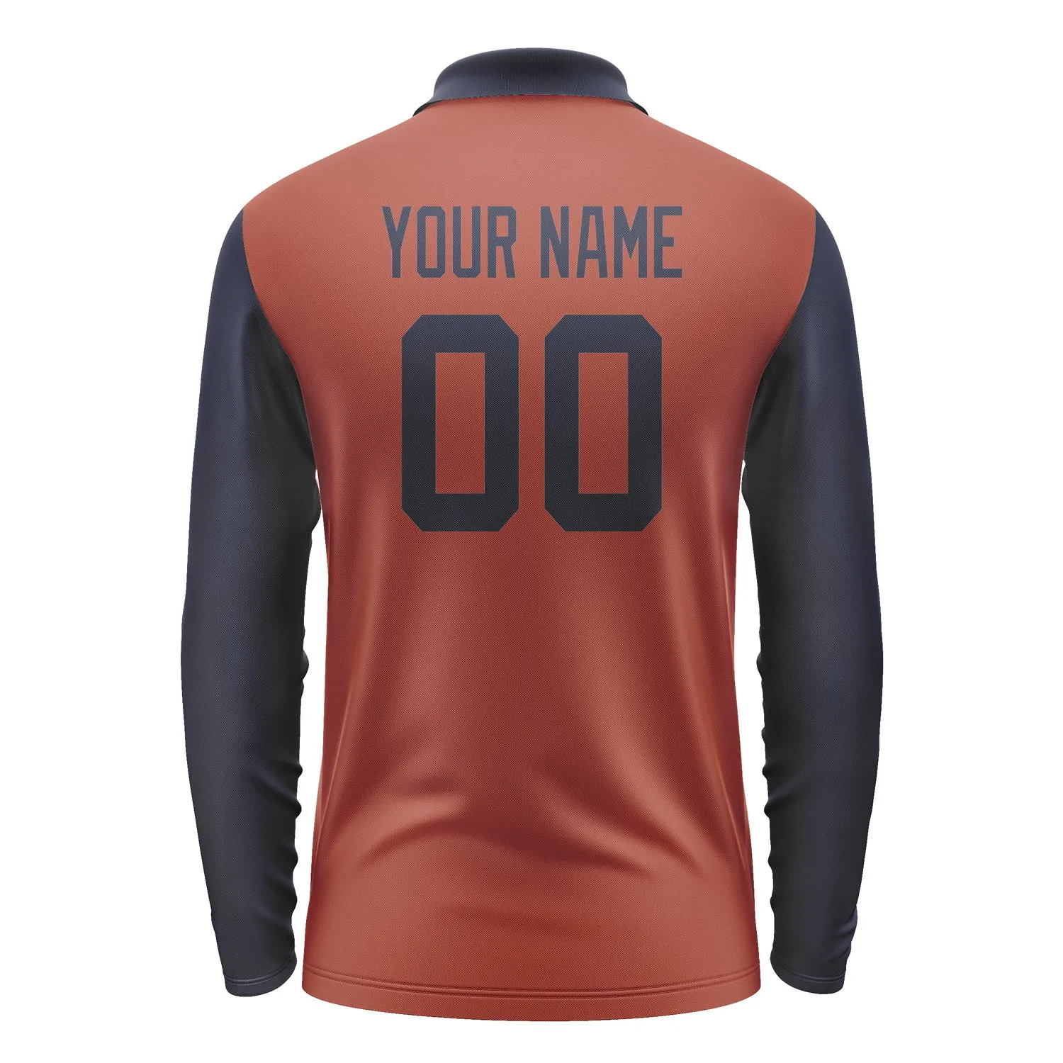 Custom Coral Red Navy Long Sleeve Polo Shirt sold by Tailorly product image thumbnail 3