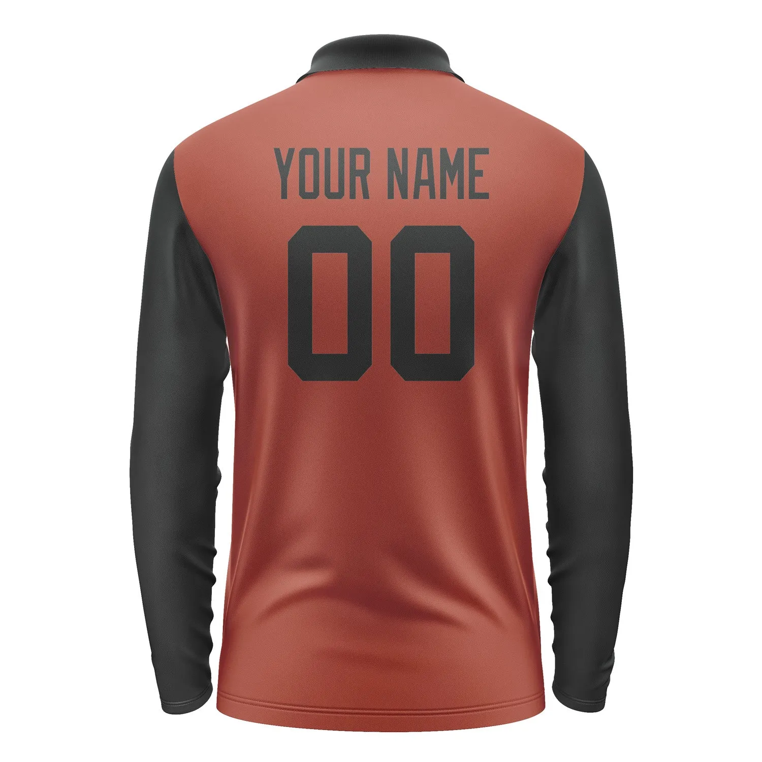 Custom Coral Red Black Long Sleeve Polo Shirt sold by Tailorly product image thumbnail 3