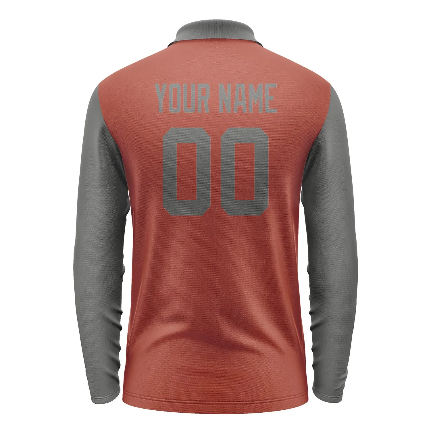 Custom Coral Red Dark Grey Long Sleeve Polo Shirt sold by Tailorly product image thumbnail 3