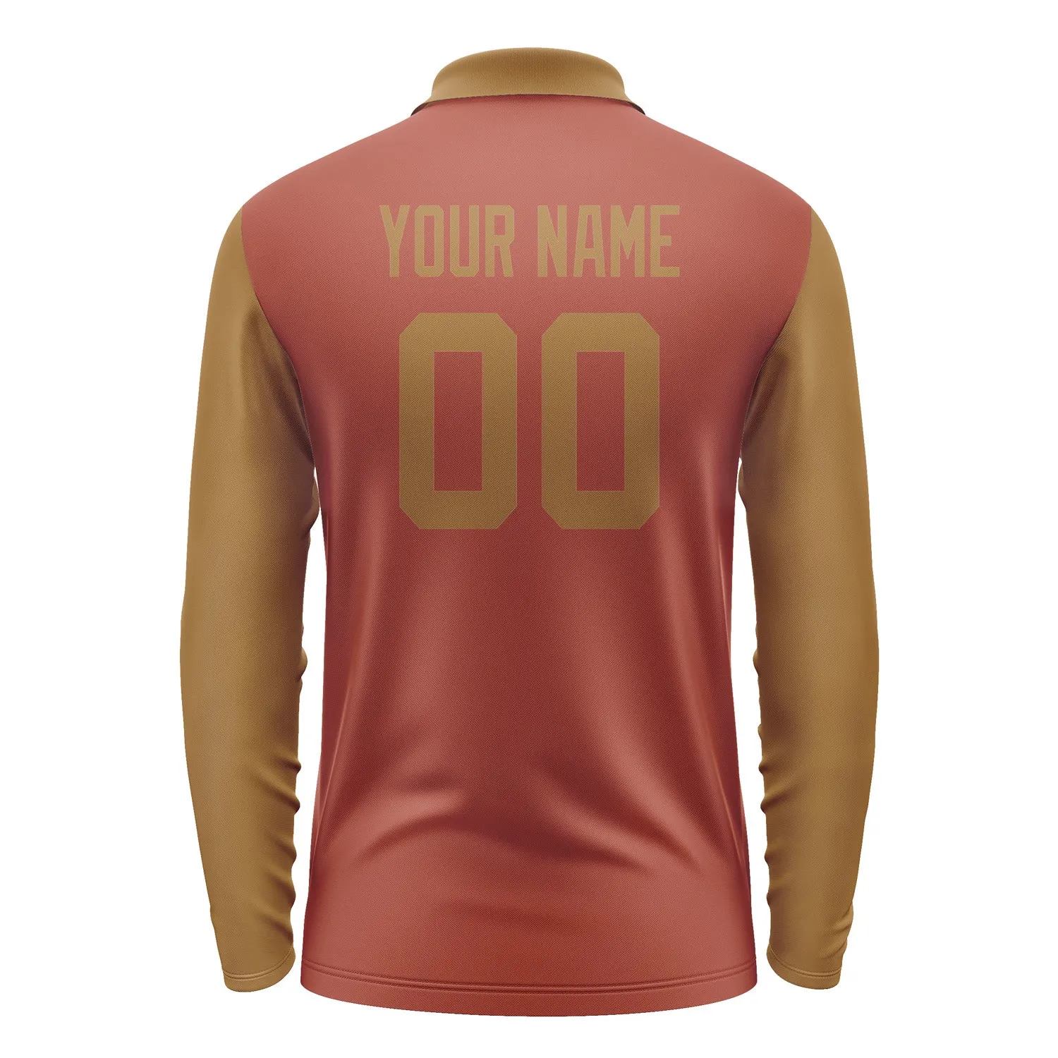 Custom Coral Red Khaki Long Sleeve Polo Shirt sold by Tailorly product image thumbnail 3