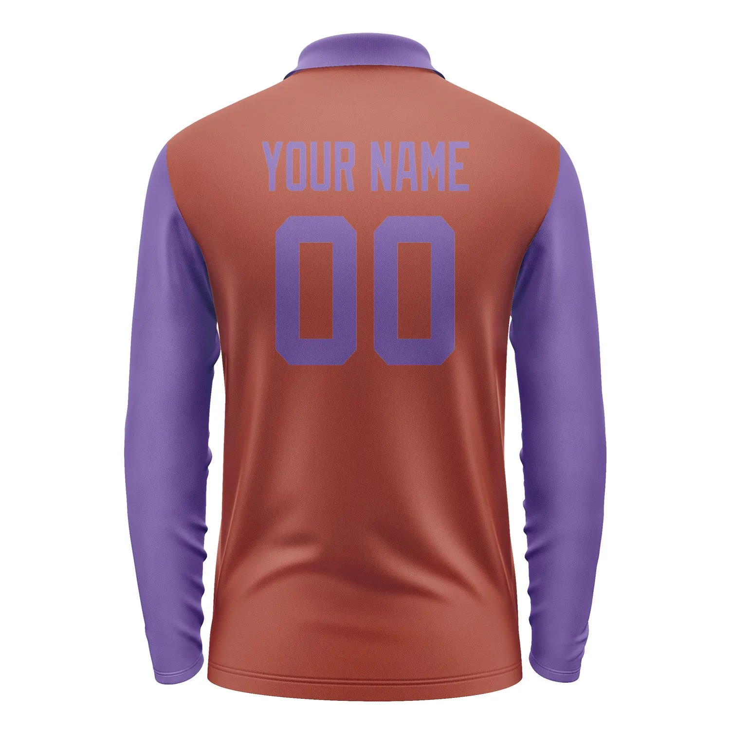 Custom Coral Red Light Purple Long Sleeve Polo Shirt sold by Tailorly product image thumbnail 3
