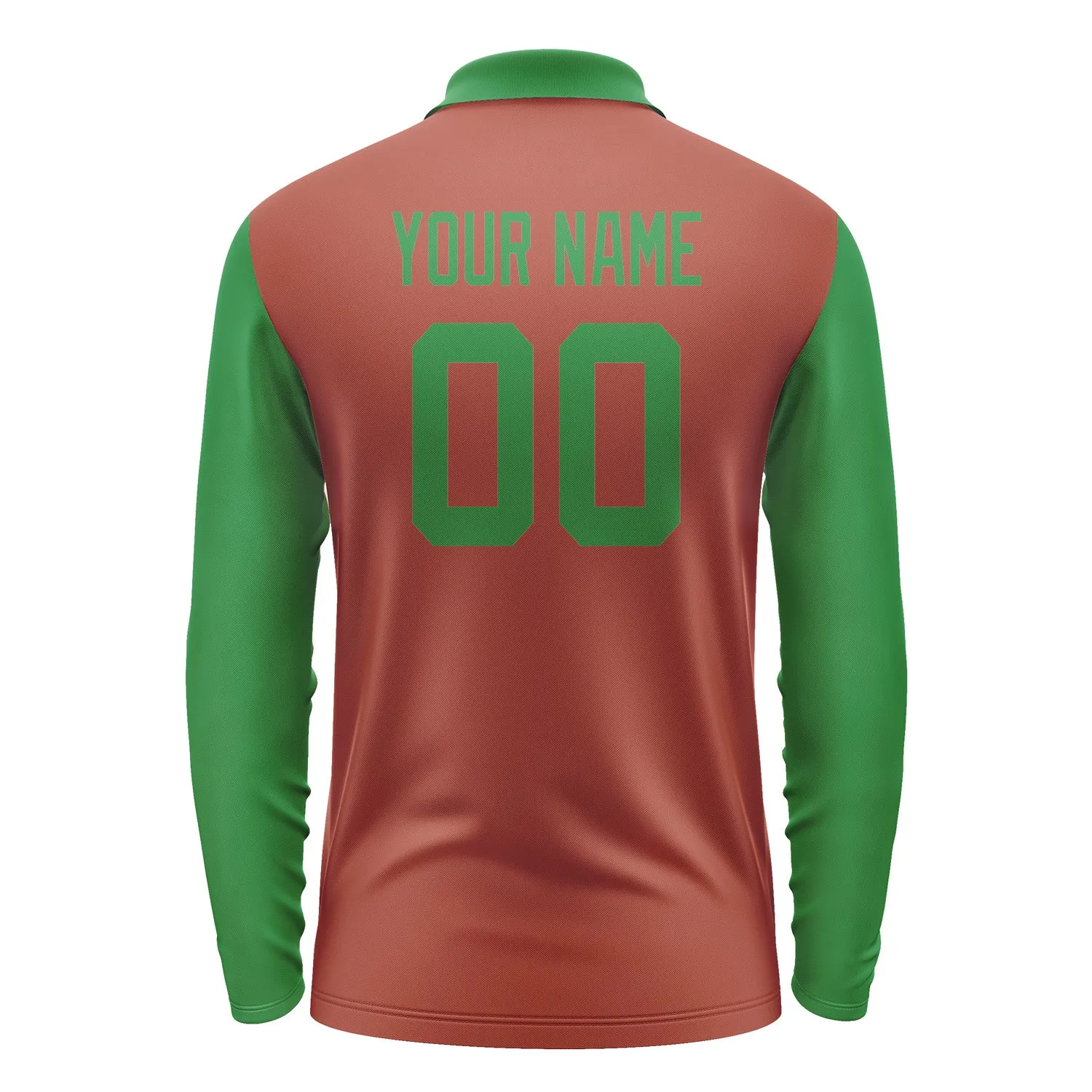 Custom Coral Red Emerald Green Long Sleeve Polo Shirt sold by Tailorly product image thumbnail 3