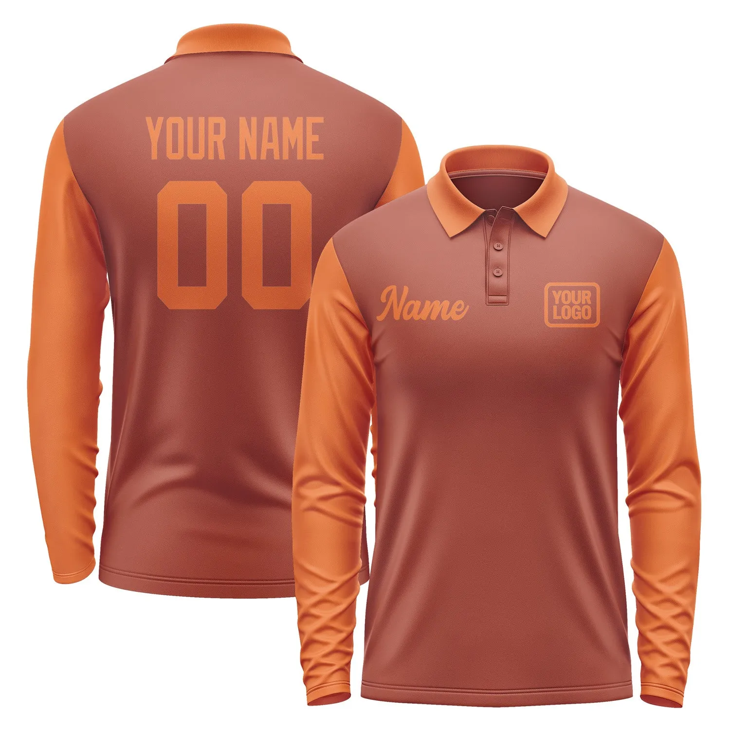 Custom Coral Red Orange Long Sleeve Polo Shirt sold by Tailorly