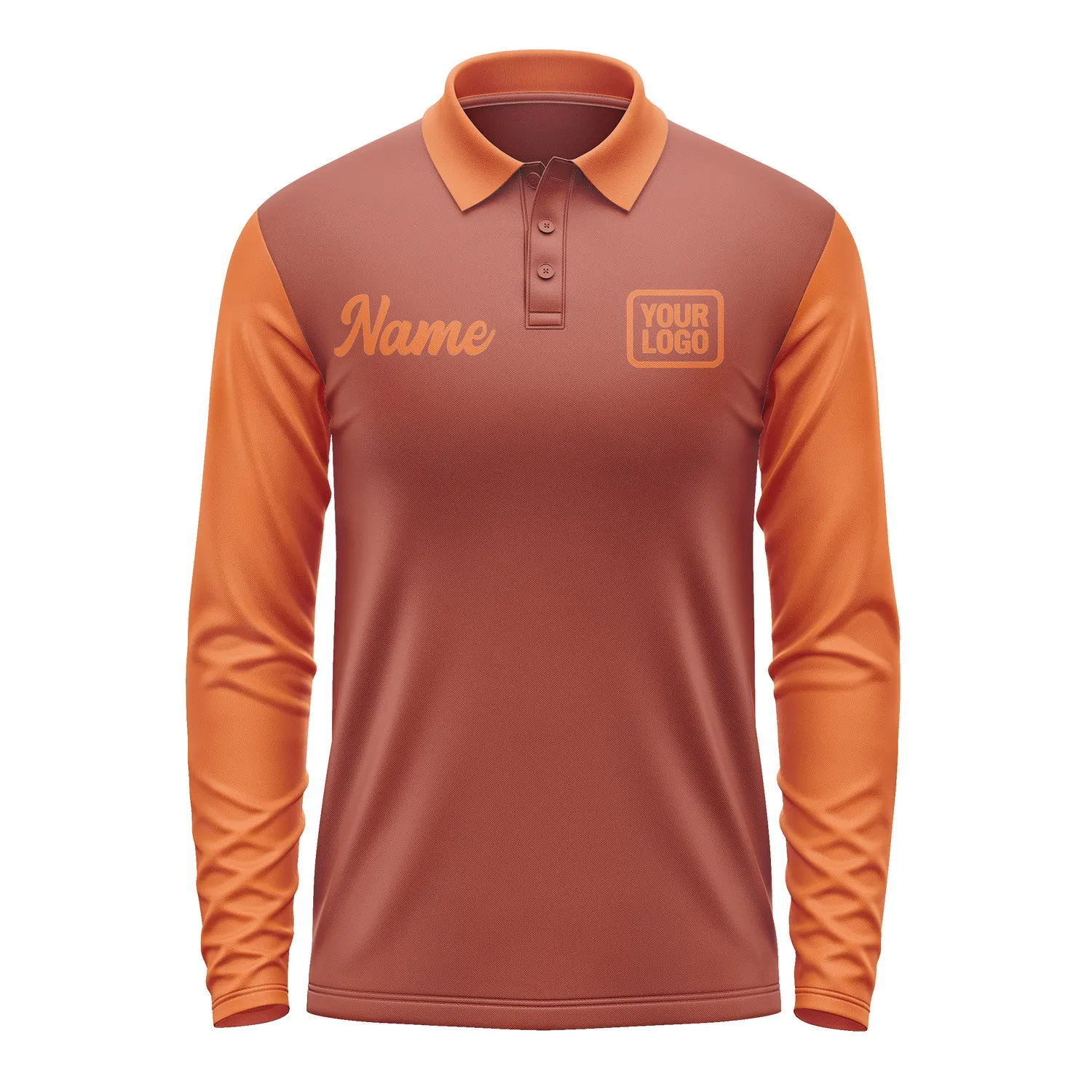 Custom Coral Red Orange Long Sleeve Polo Shirt sold by Tailorly product image thumbnail 2