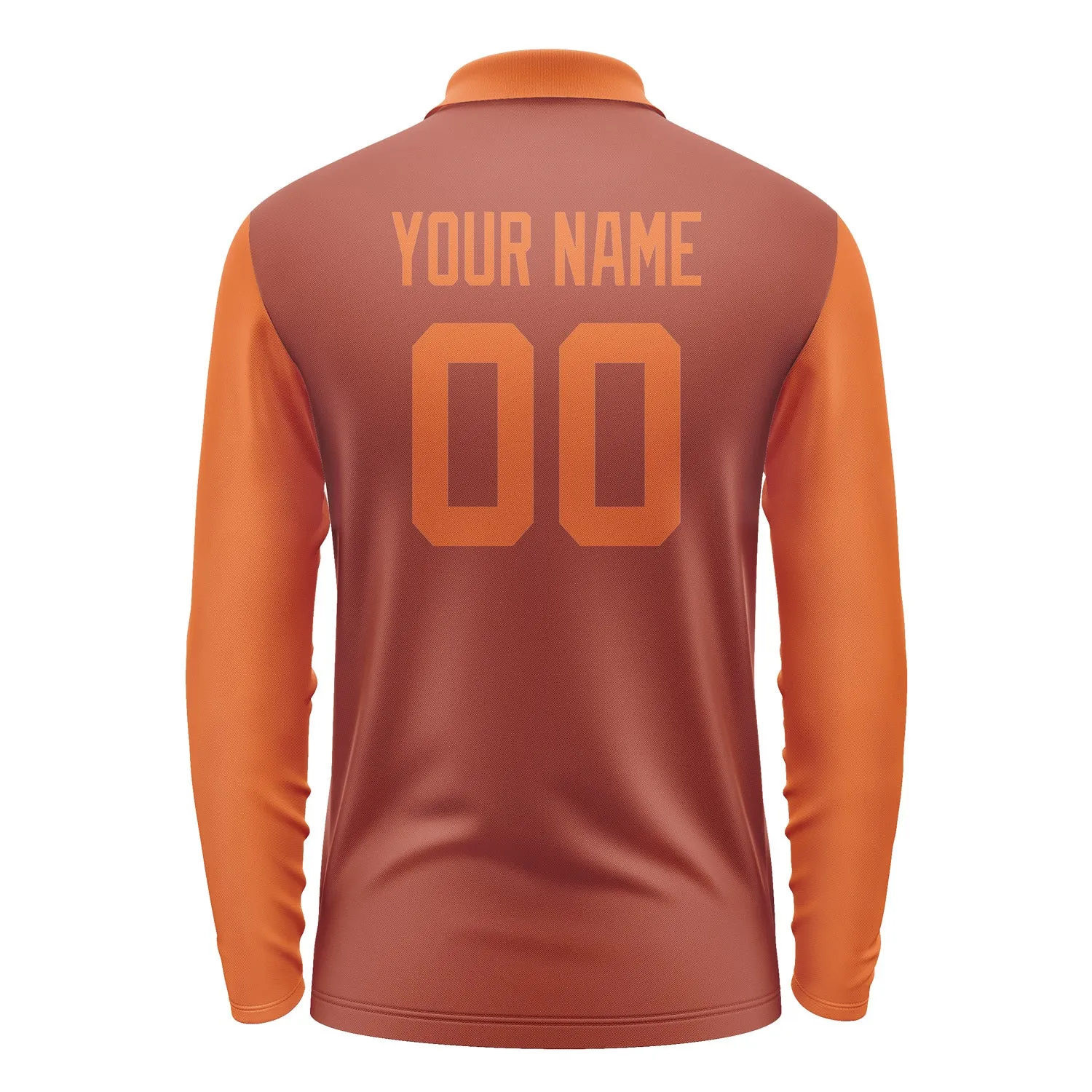 Custom Coral Red Orange Long Sleeve Polo Shirt sold by Tailorly product image thumbnail 3