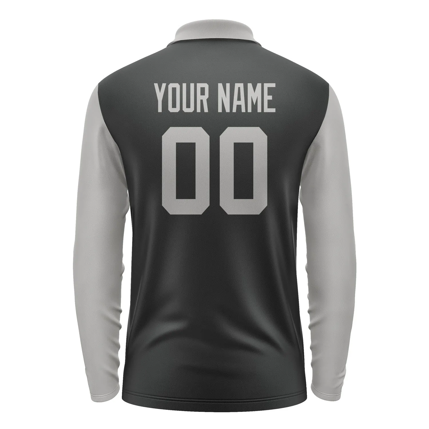 Custom Black Gray Long Sleeve Polo Shirt sold by Tailorly product image thumbnail 3