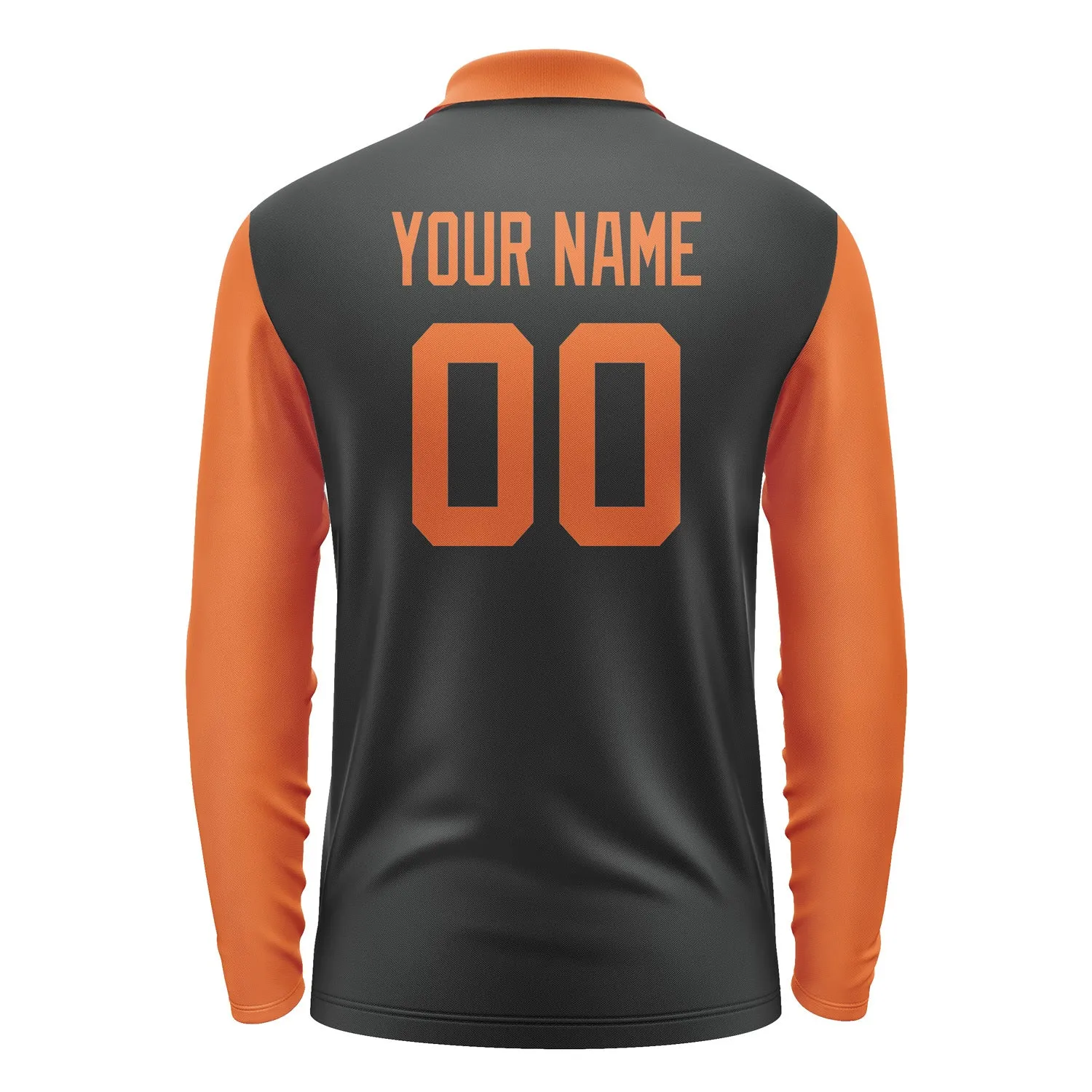 Custom Black Orange Long Sleeve Polo Shirt sold by Tailorly product image thumbnail 3