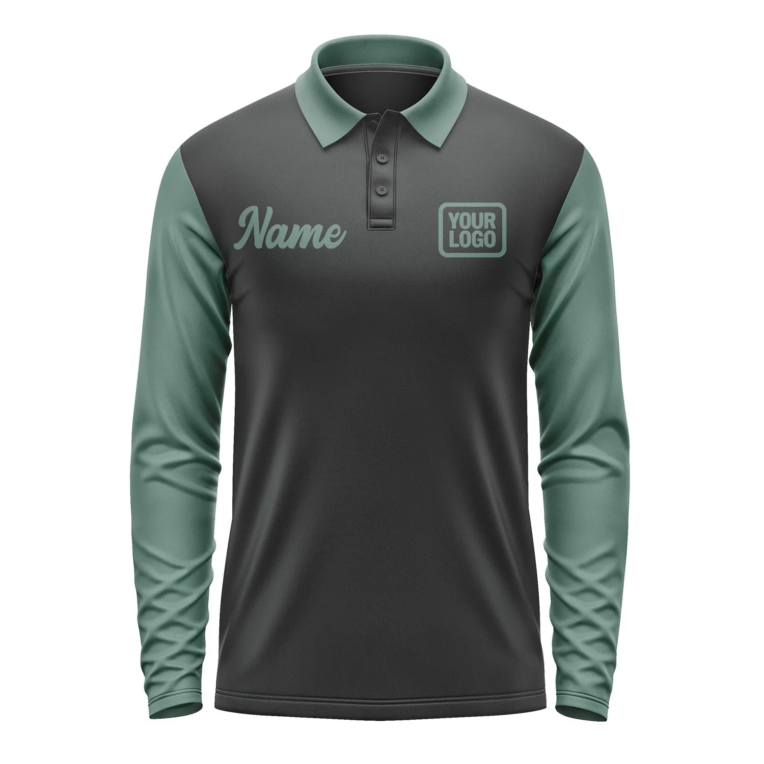 Custom Black Blue Green Long Sleeve Polo Shirt sold by Tailorly product image thumbnail 2