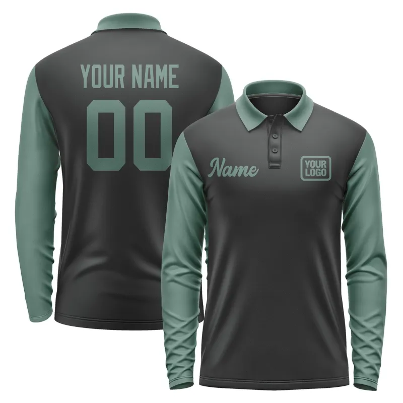 Custom Black Blue Green Long Sleeve Polo Shirt sold by Tailorly