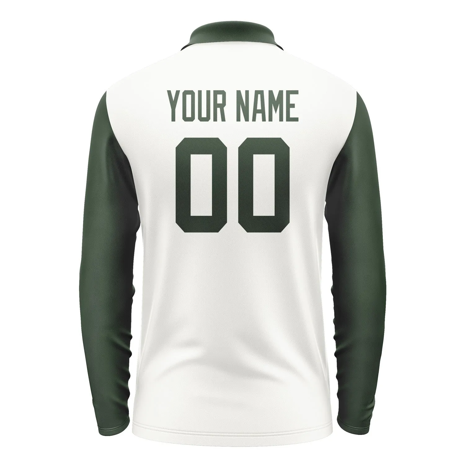 Custom White Dark Green Long Sleeve Polo Shirt sold by Tailorly product image thumbnail 3