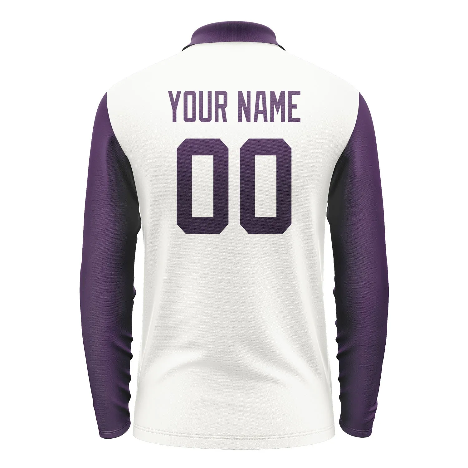 Custom White Purple Long Sleeve Polo Shirt sold by Tailorly product image thumbnail 3