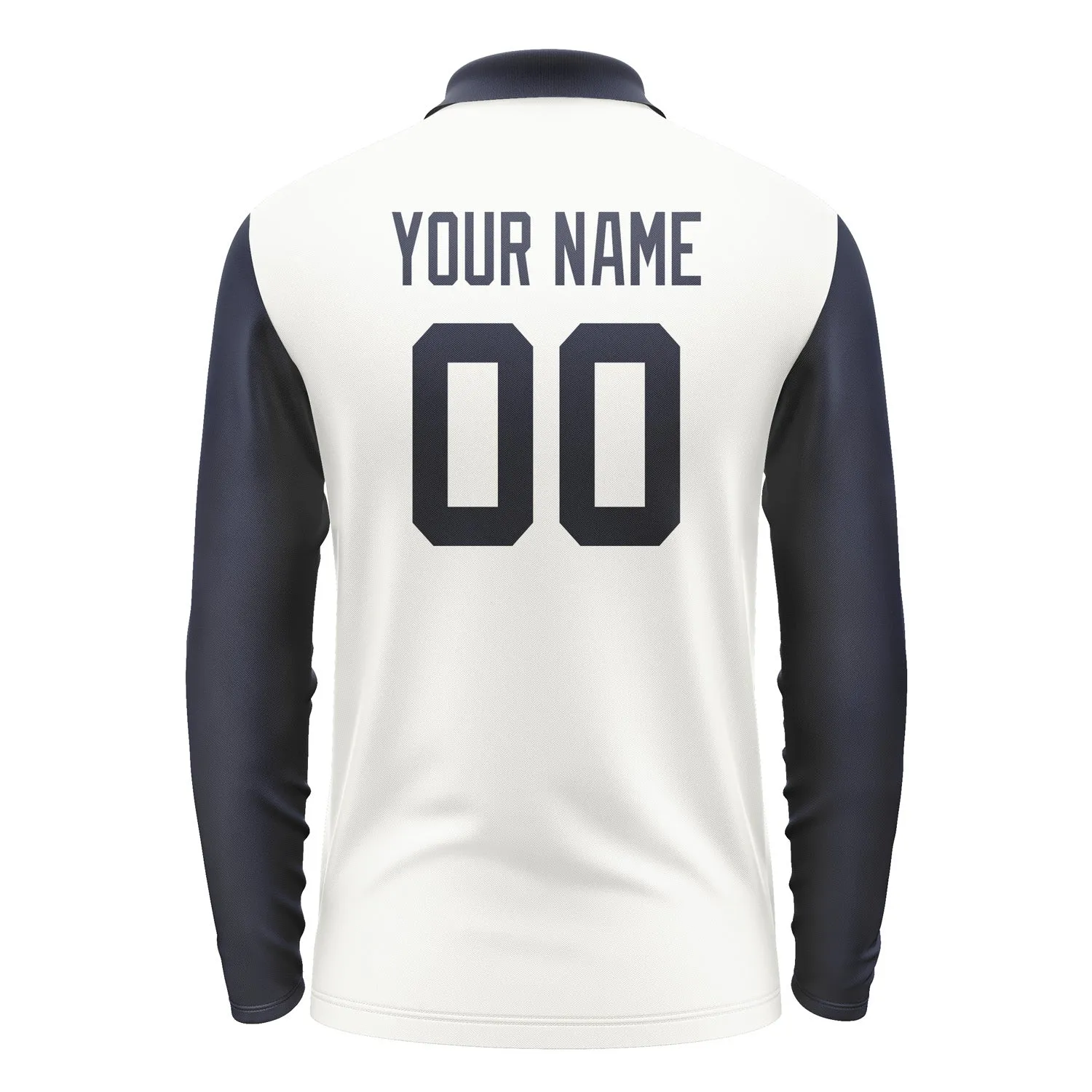 Custom White Navy Long Sleeve Polo Shirt sold by Tailorly product image thumbnail 3
