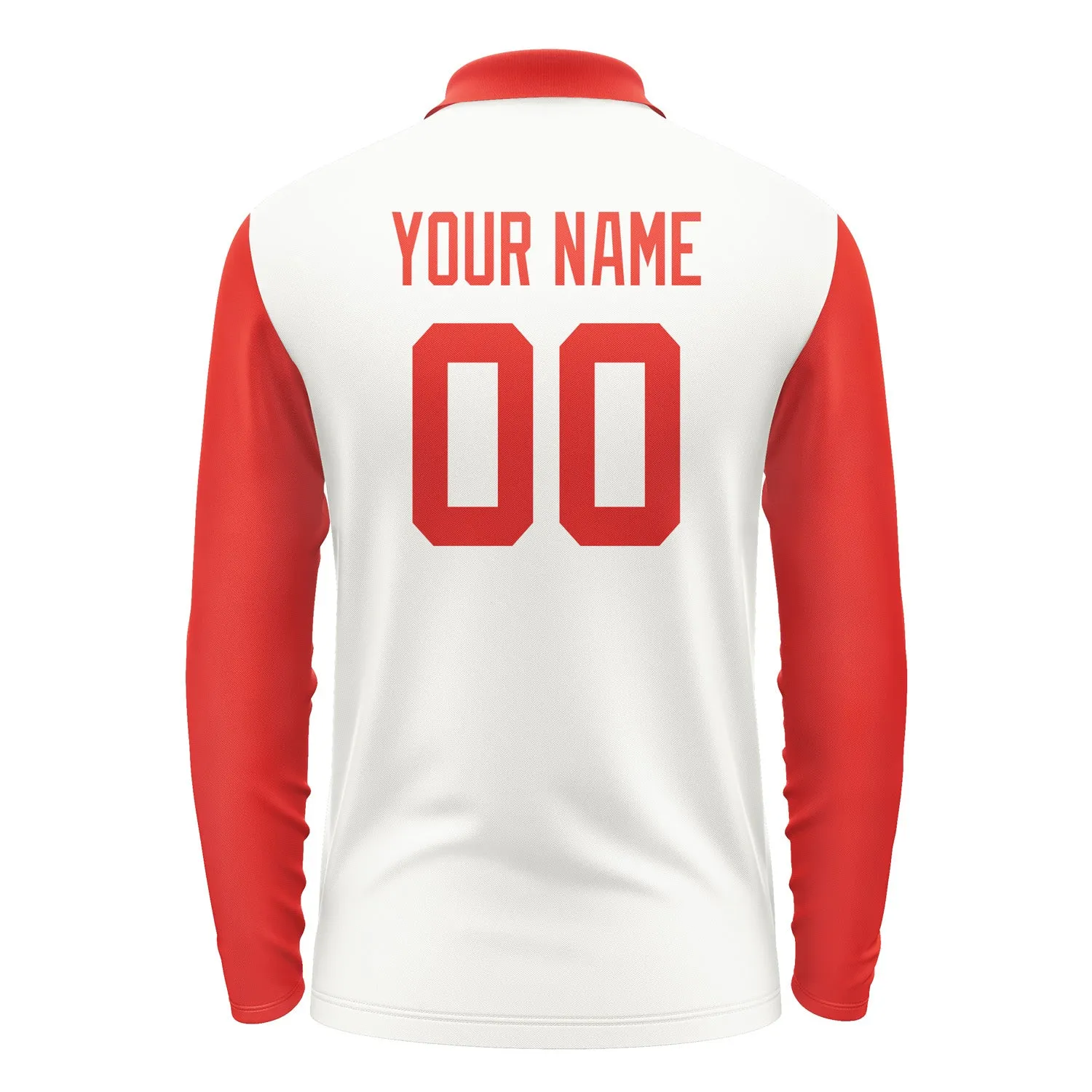 Custom White Orange Red Long Sleeve Polo Shirt sold by Tailorly product image thumbnail 3