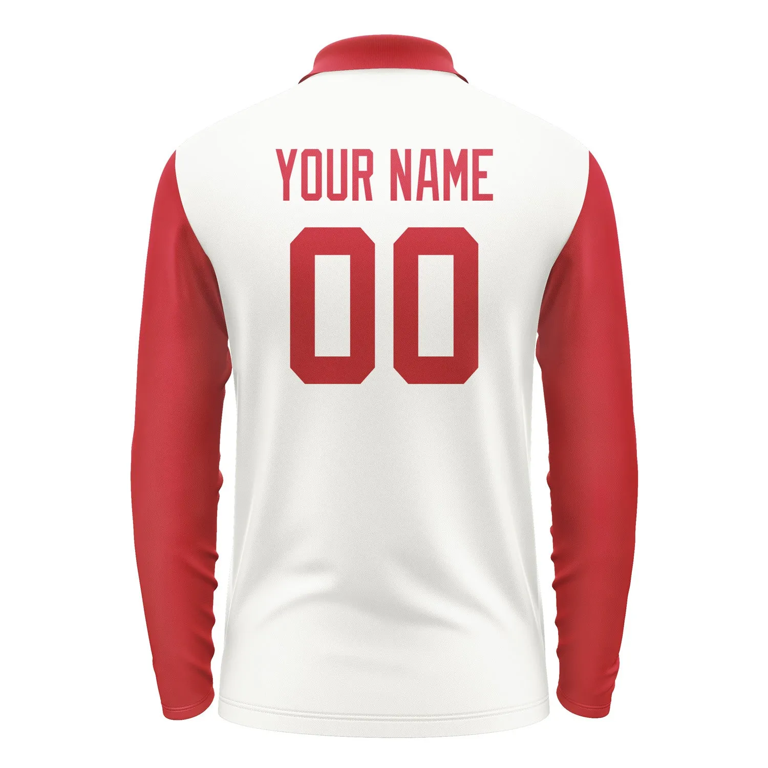 Custom White Red Long Sleeve Polo Shirt sold by Tailorly product image thumbnail 3