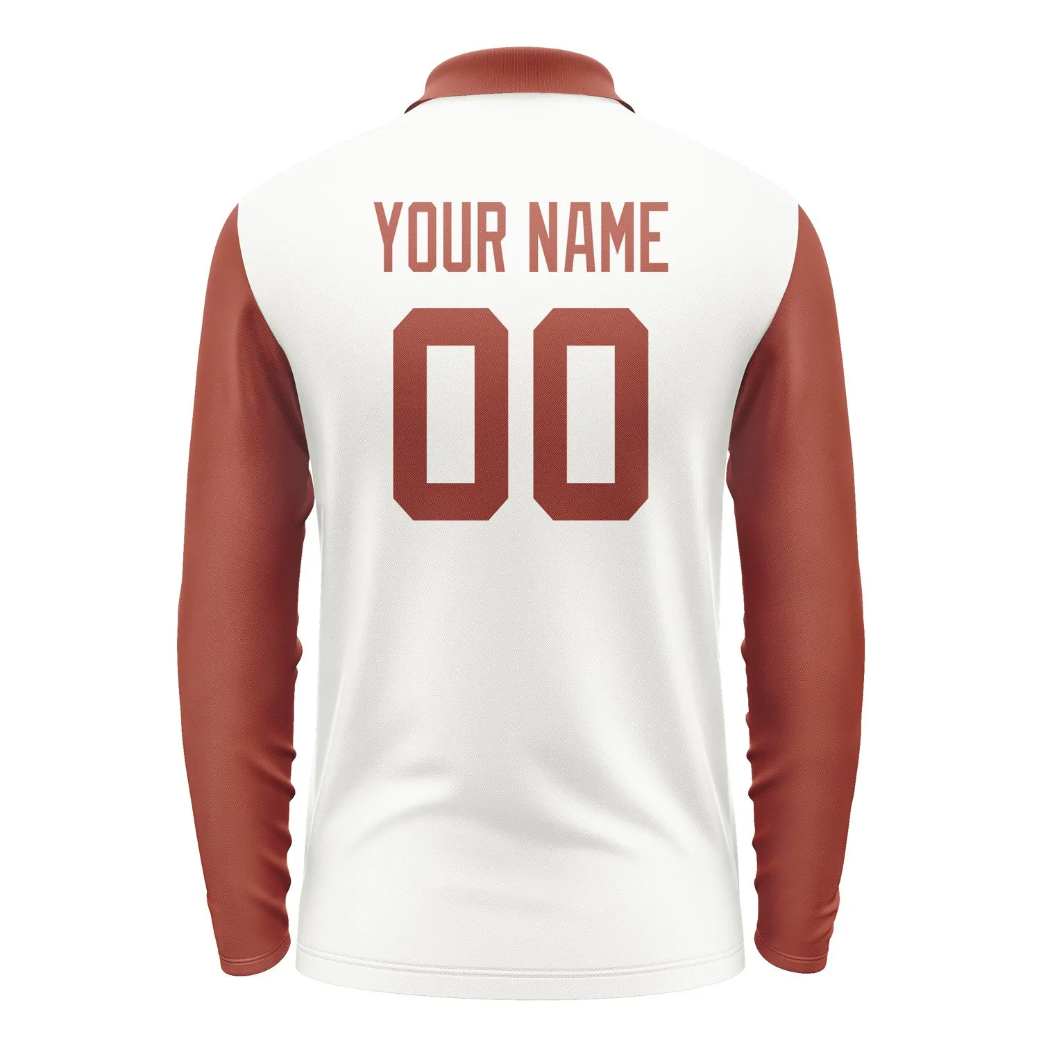 Custom White Coral Red Long Sleeve Polo Shirt sold by Tailorly product image thumbnail 3