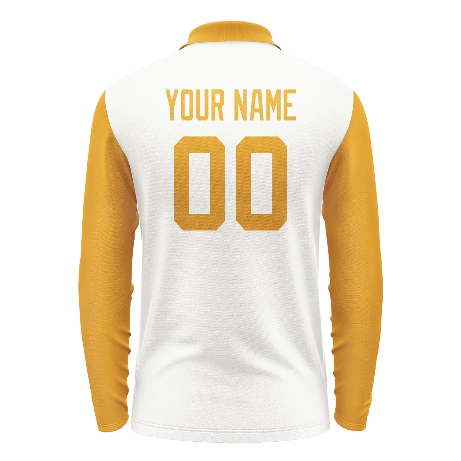Custom White Yellow Long Sleeve Polo Shirt sold by Tailorly product image thumbnail 3