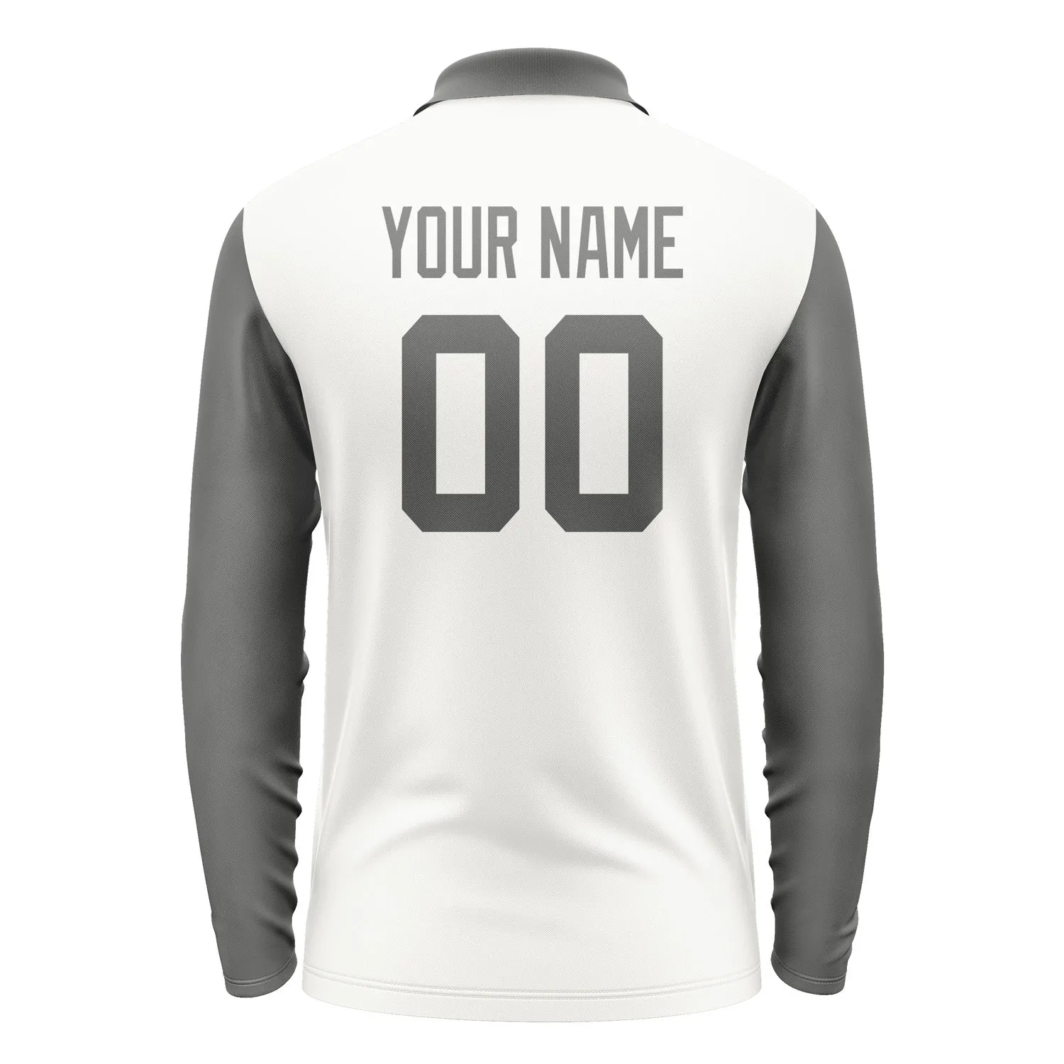Custom White Dark Grey Long Sleeve Polo Shirt sold by Tailorly product image thumbnail 3