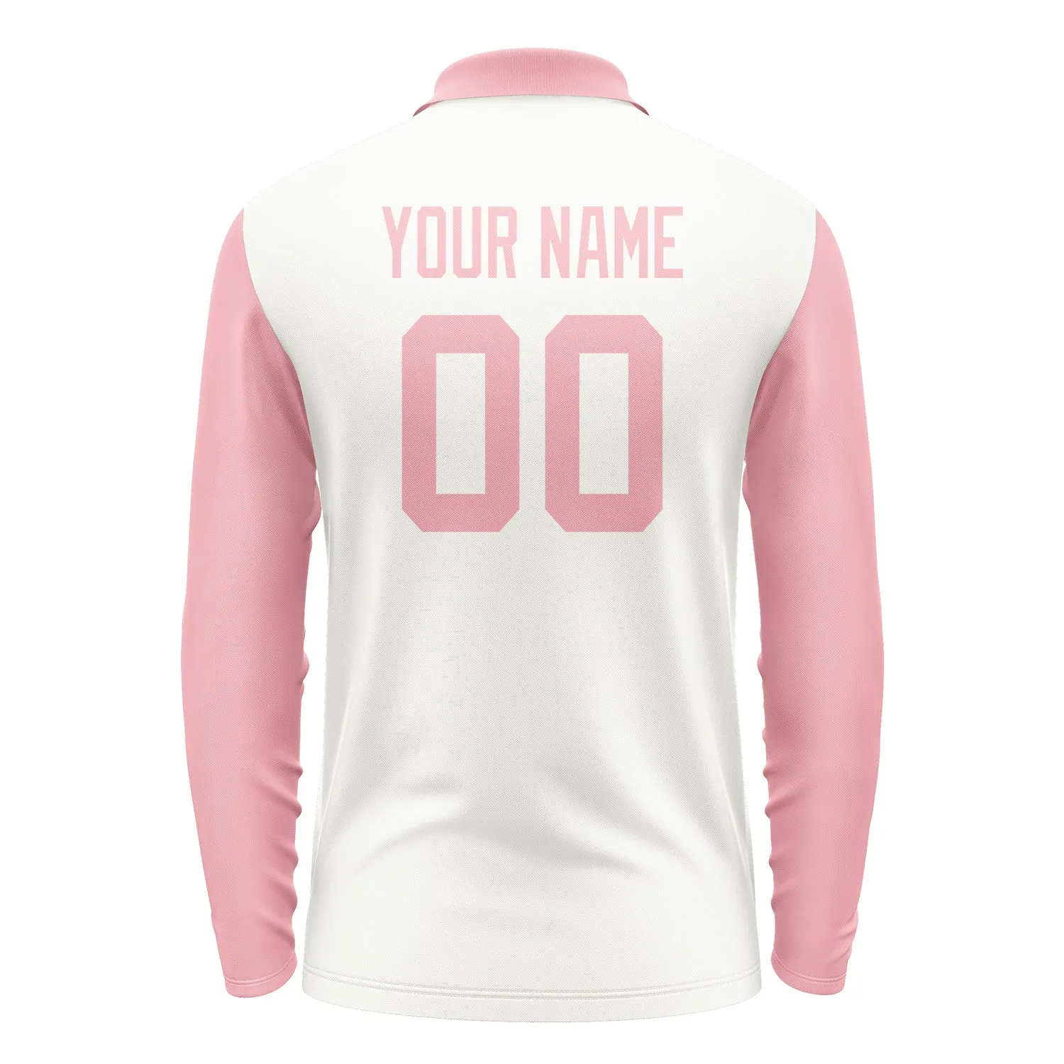 Custom White Light Pink Long Sleeve Polo Shirt sold by Tailorly product image thumbnail 3