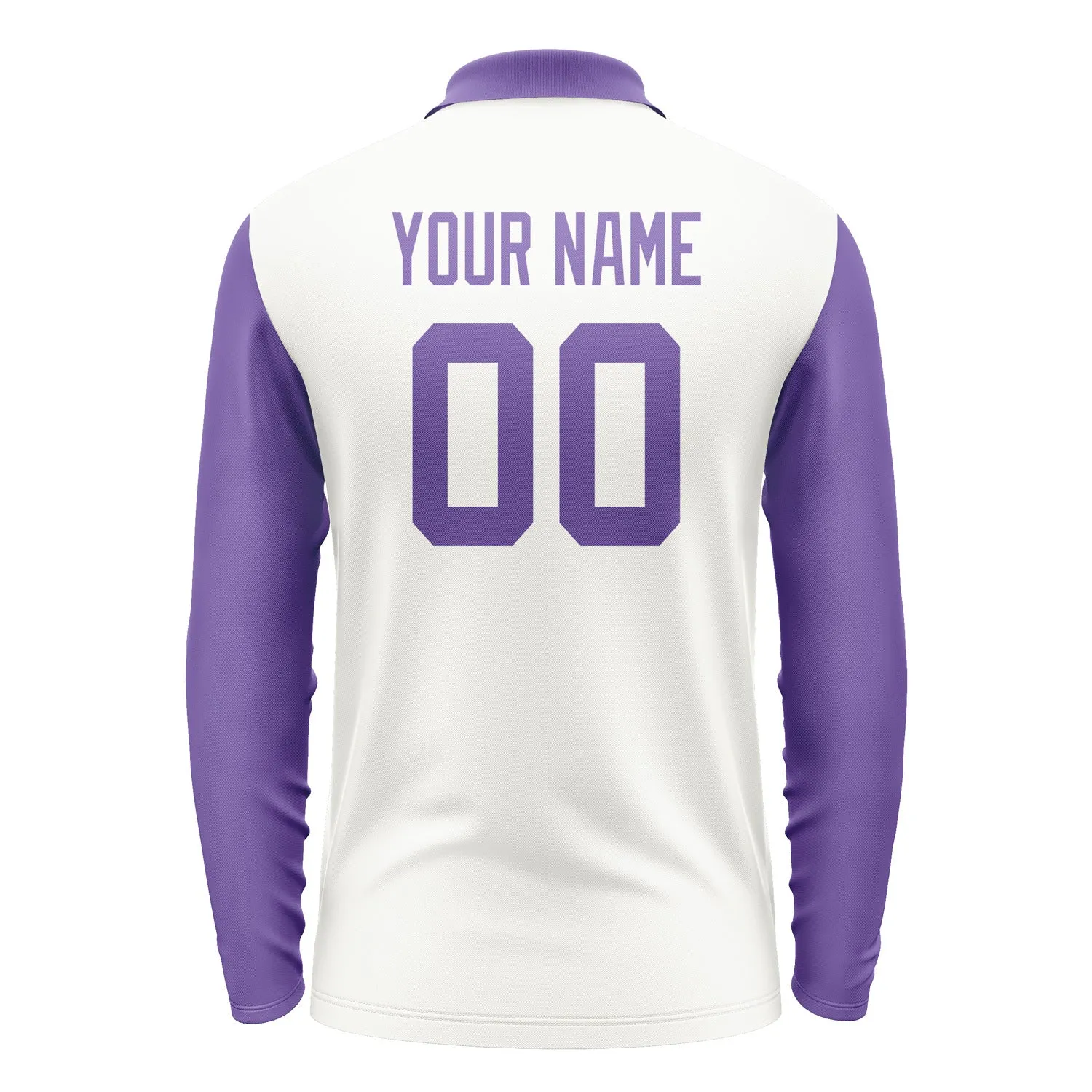 Custom White Light Purple Long Sleeve Polo Shirt sold by Tailorly product image thumbnail 3