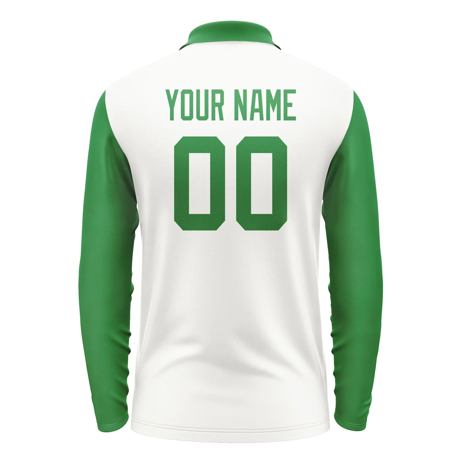 Custom White Emerald Green Long Sleeve Polo Shirt sold by Tailorly product image thumbnail 3