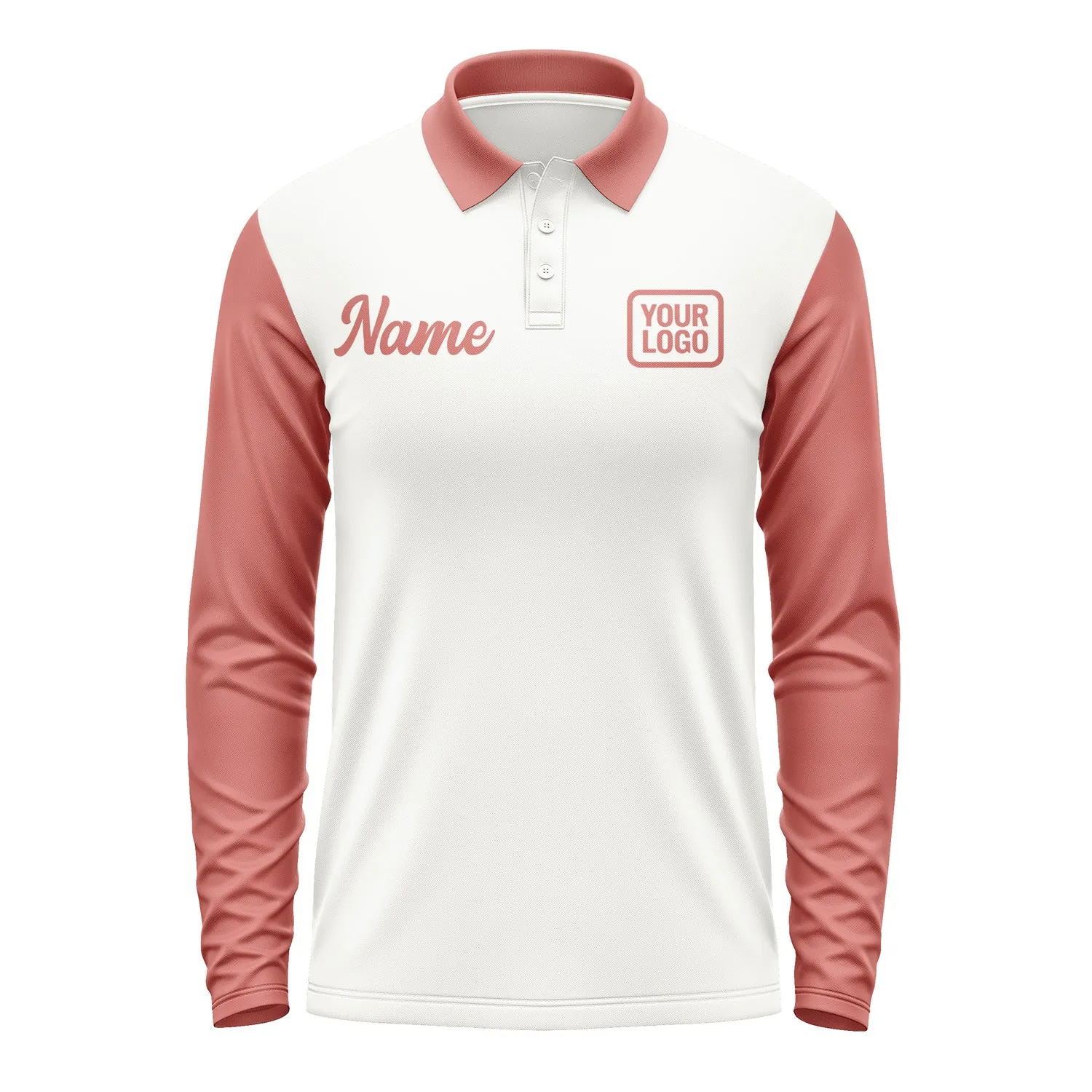 Custom White Copper Rose Long Sleeve Polo Shirt sold by Tailorly product image thumbnail 2