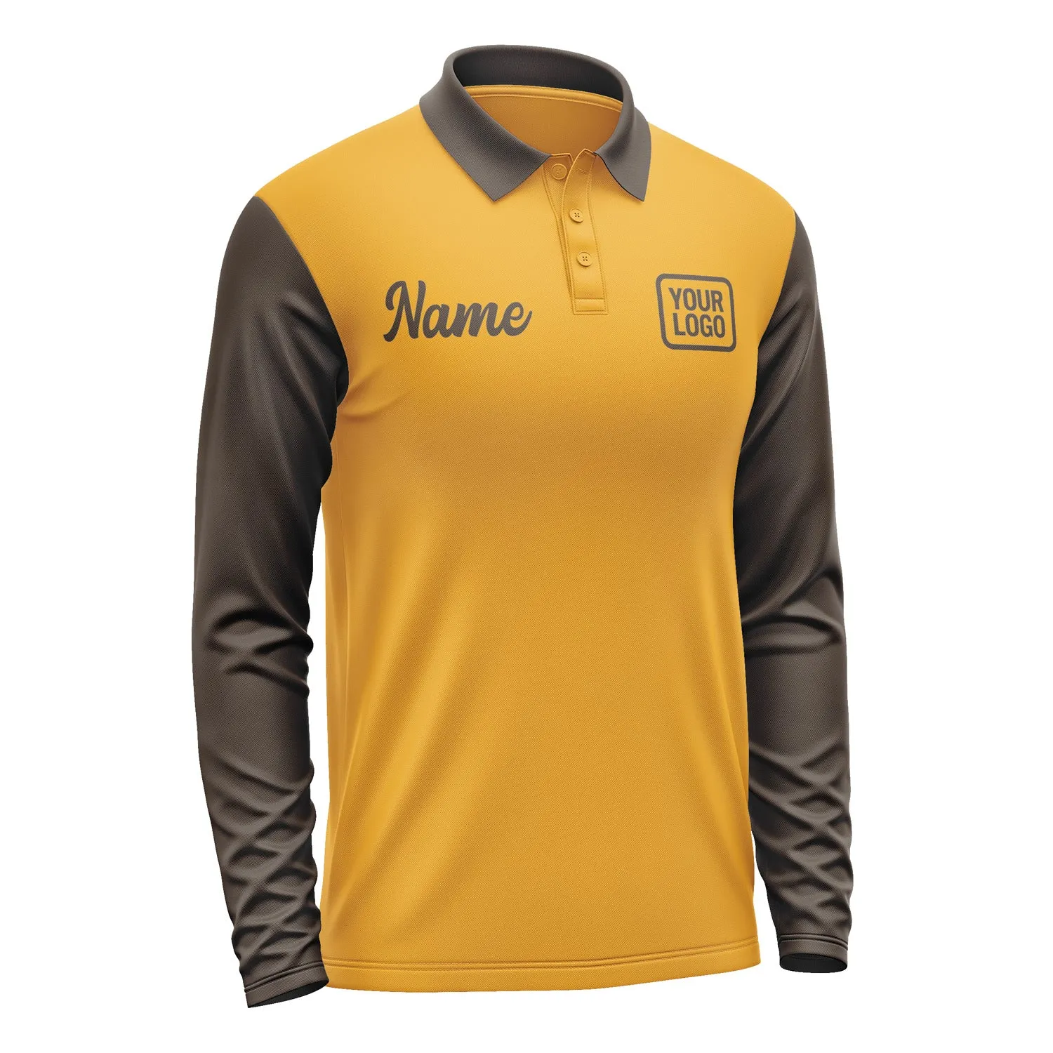 Custom Yellow Brown Long Sleeve Polo Shirt sold by Tailorly product image thumbnail 4