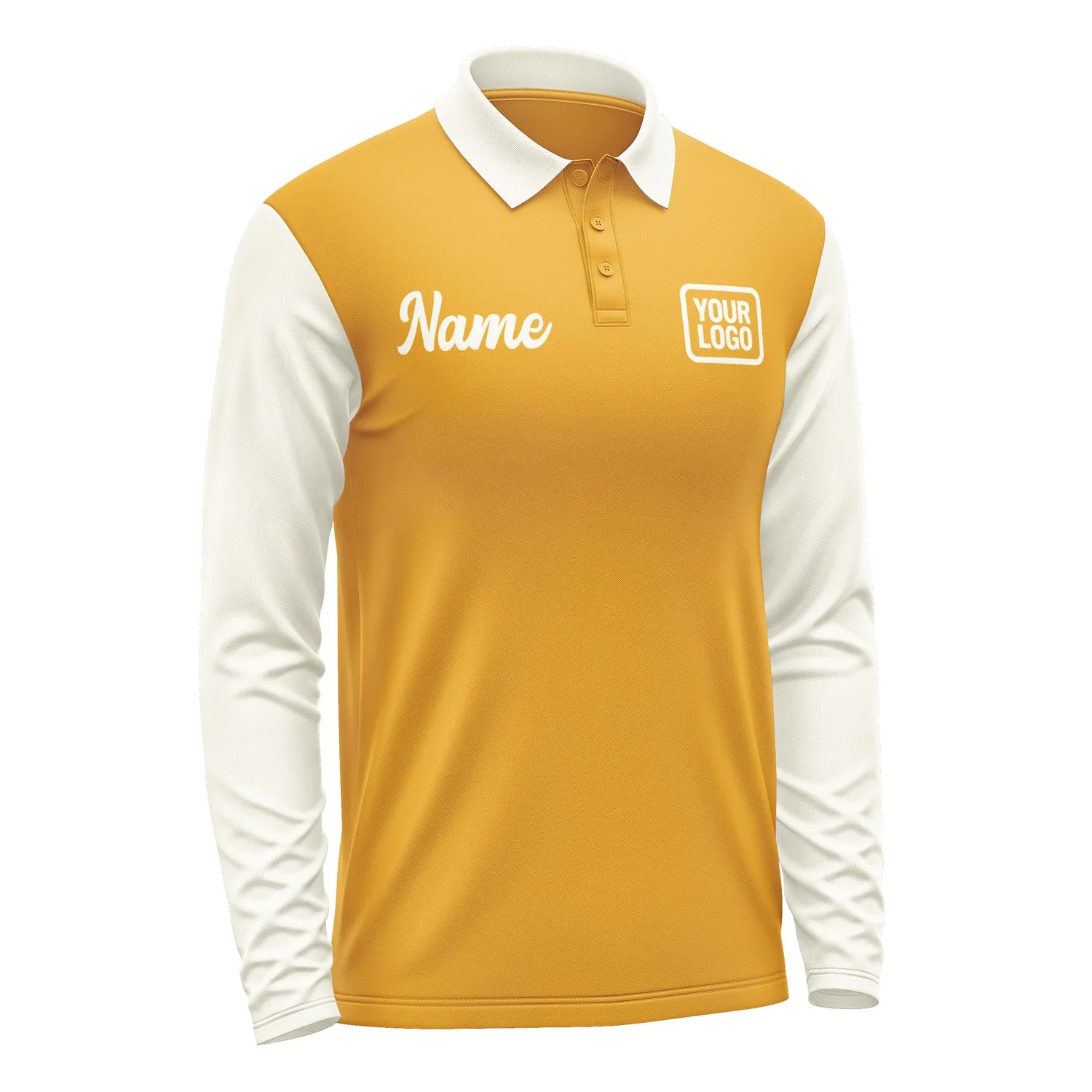 Custom Yellow Cream Long Sleeve Polo Shirt sold by Tailorly product image thumbnail 4