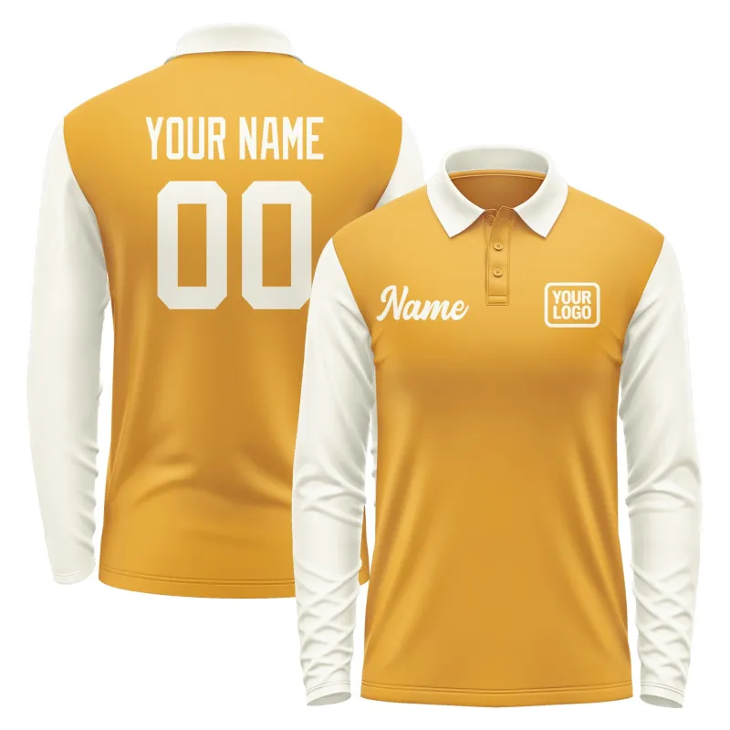 Custom Yellow Cream Long Sleeve Polo Shirt sold by Tailorly