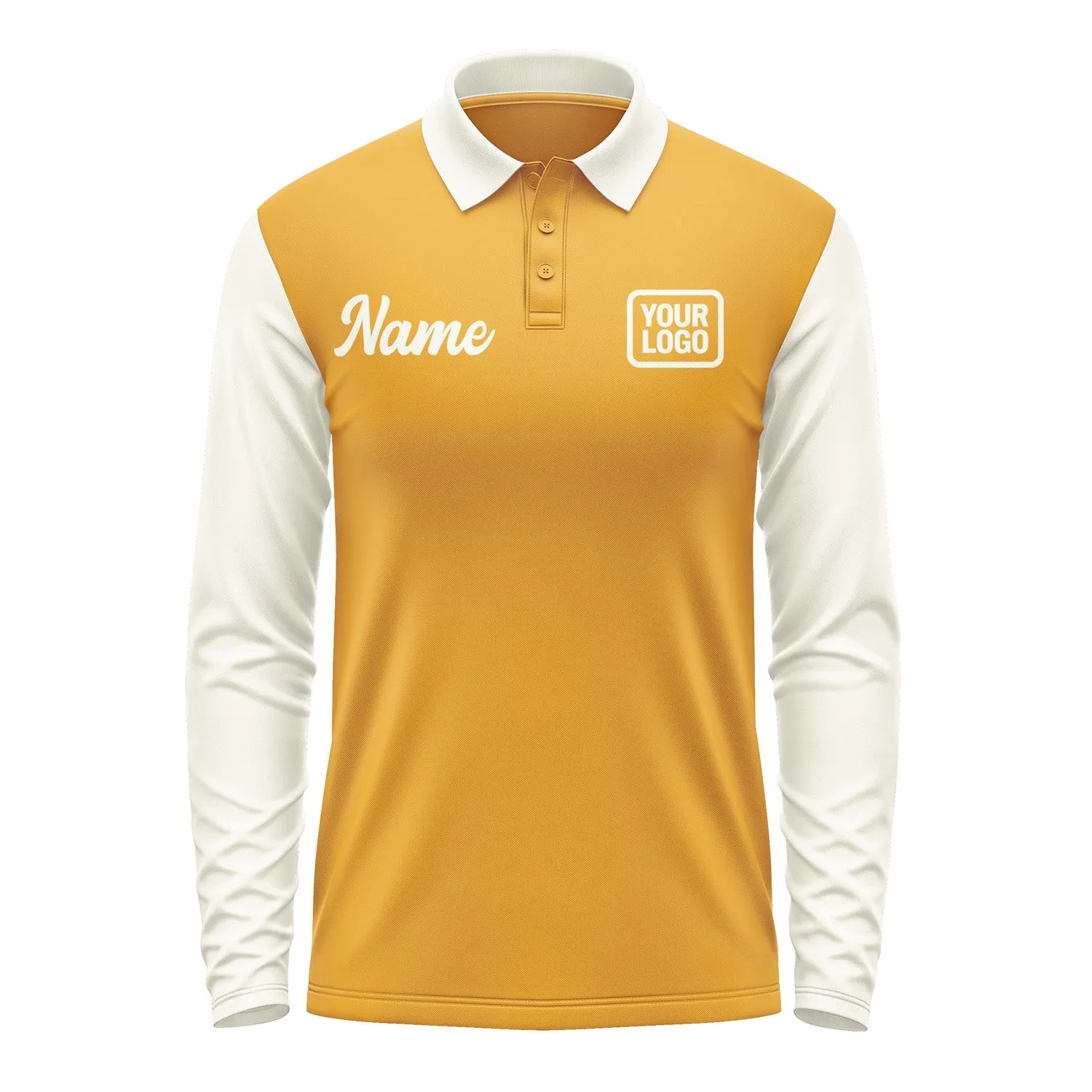 Custom Yellow Cream Long Sleeve Polo Shirt sold by Tailorly product image thumbnail 2