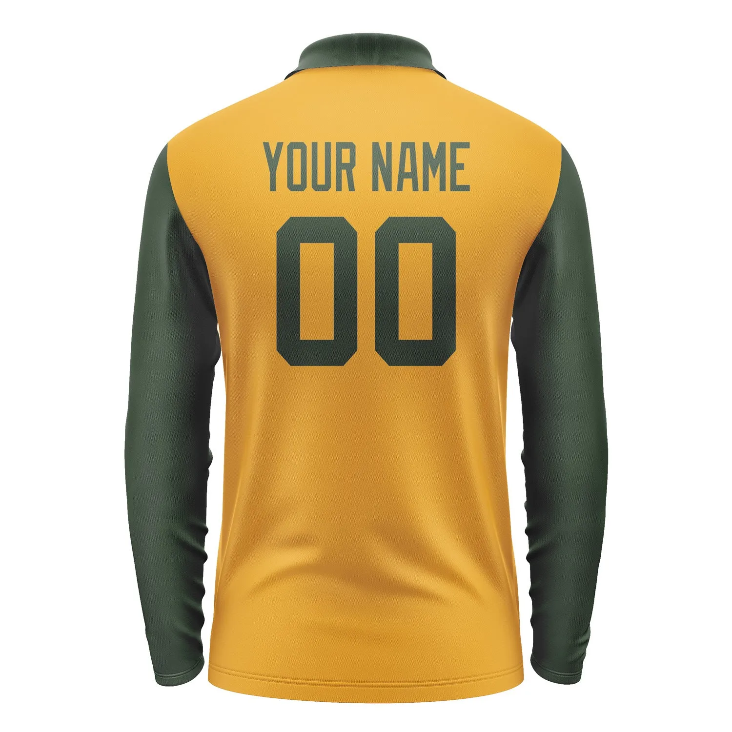 Custom Yellow Dark Green Long Sleeve Polo Shirt sold by Tailorly product image thumbnail 3